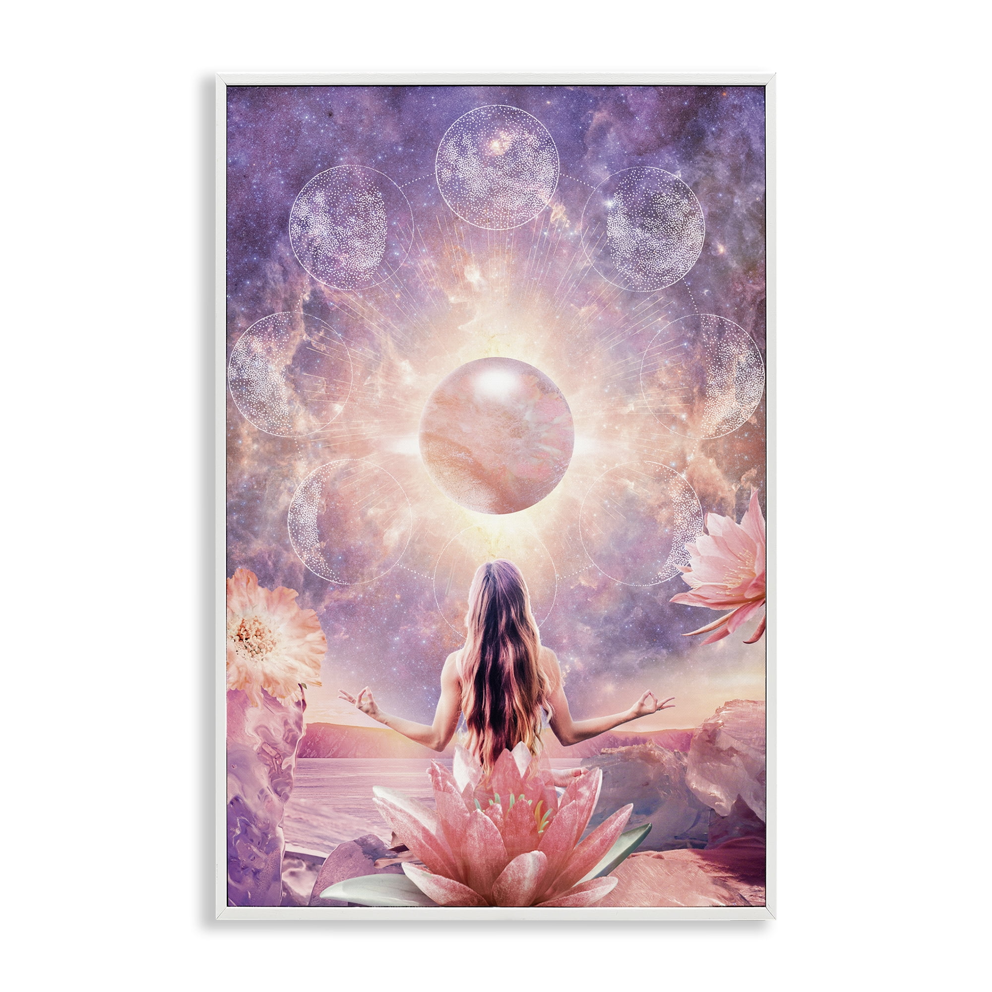 Stupell Industries Mindfulness & Moon Phases Astrology & Stars Painting White Framed Art Print Wall Art, 16 x 24