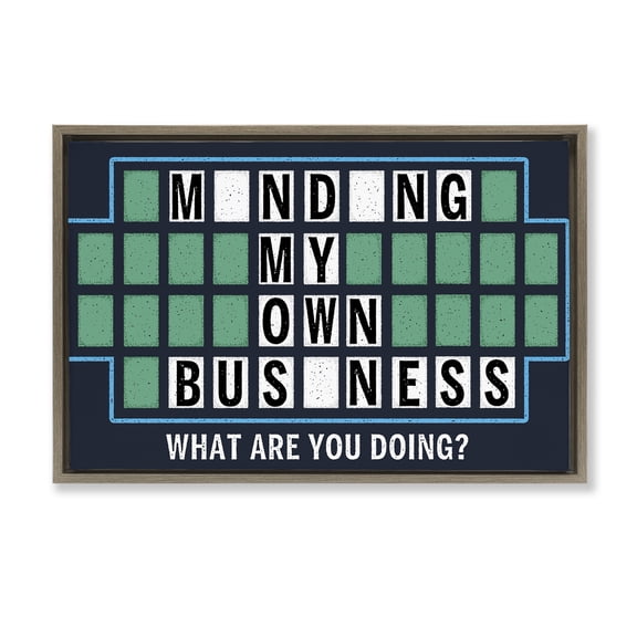 Stupell Industries Minding My Own Business Game Brown Framed Floater Canvas Wall Art design by Jedco Brands, Inc., 17 x 25