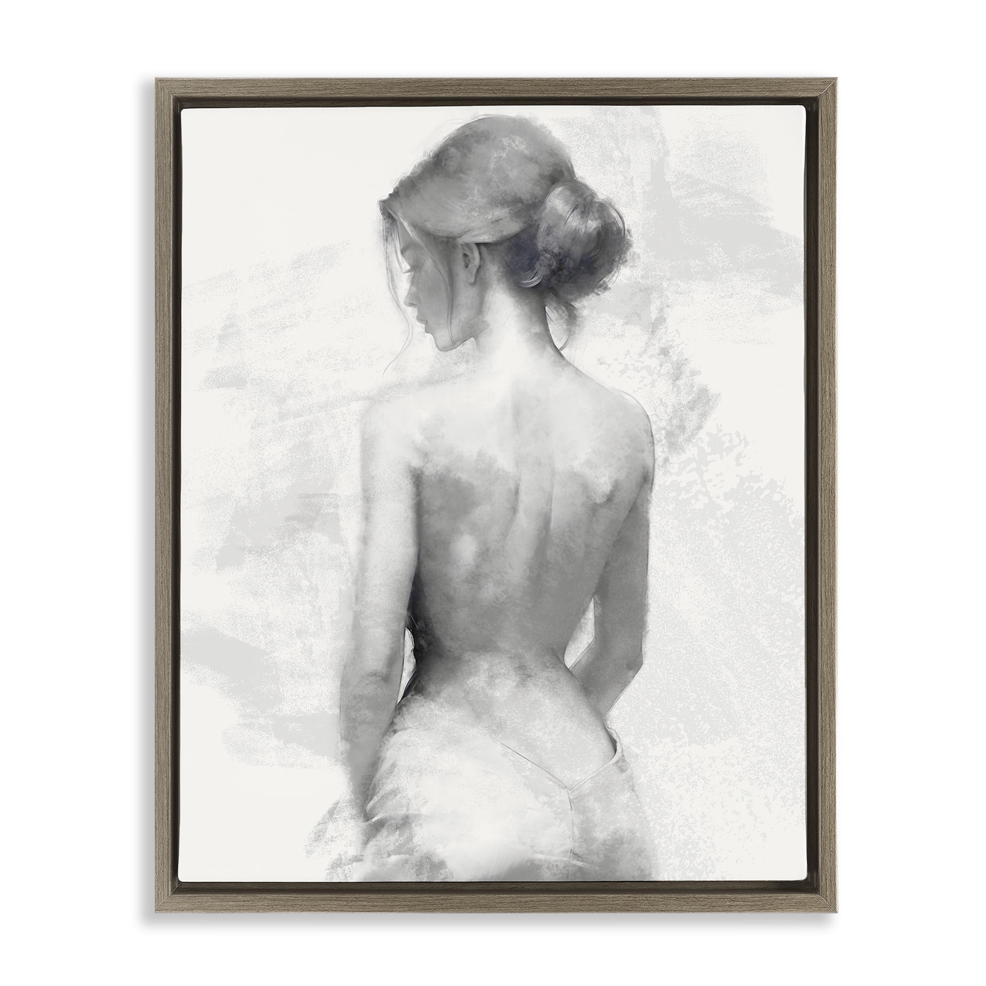 Stupell Industries Mine Elegant Figure Brown Framed Floater Canvas Wall Art, design by Kim Allen