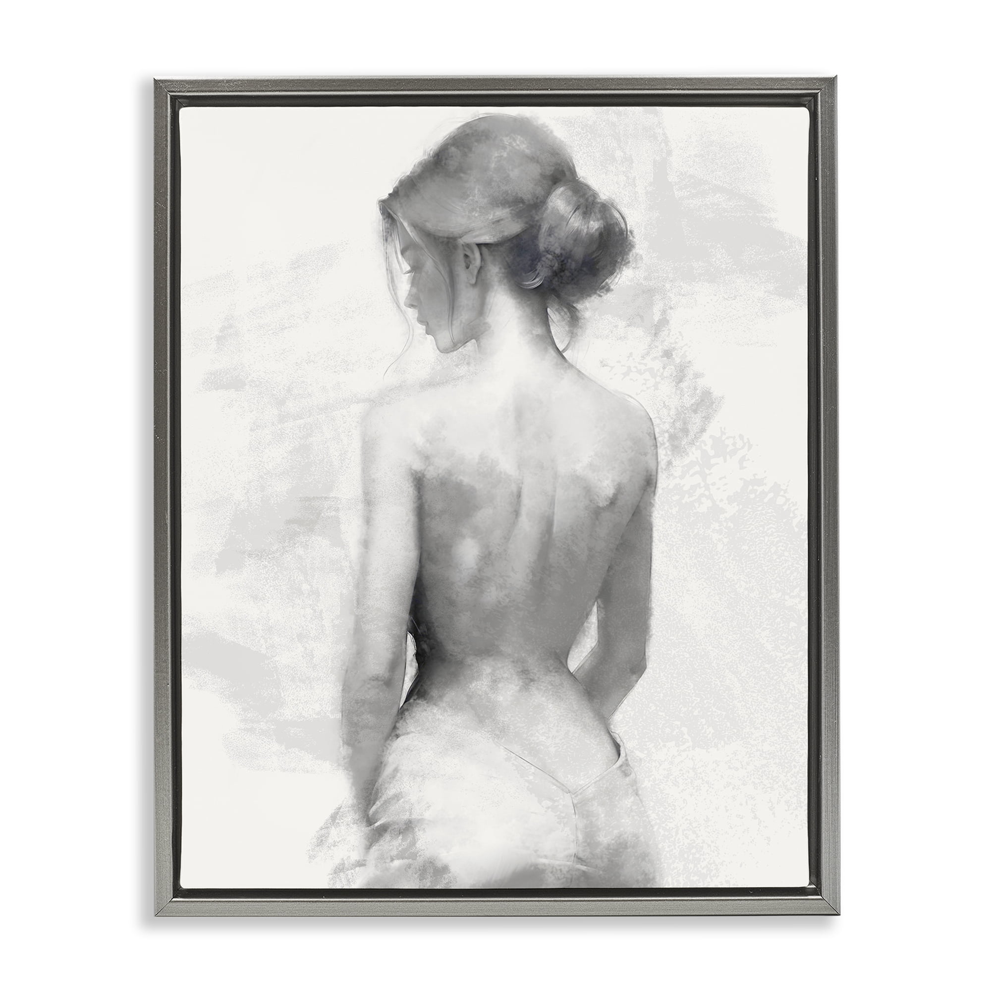 Stupell Industries Mine Elegant Figure Gray Framed Floater Canvas Wall Art, design by Kim Allen