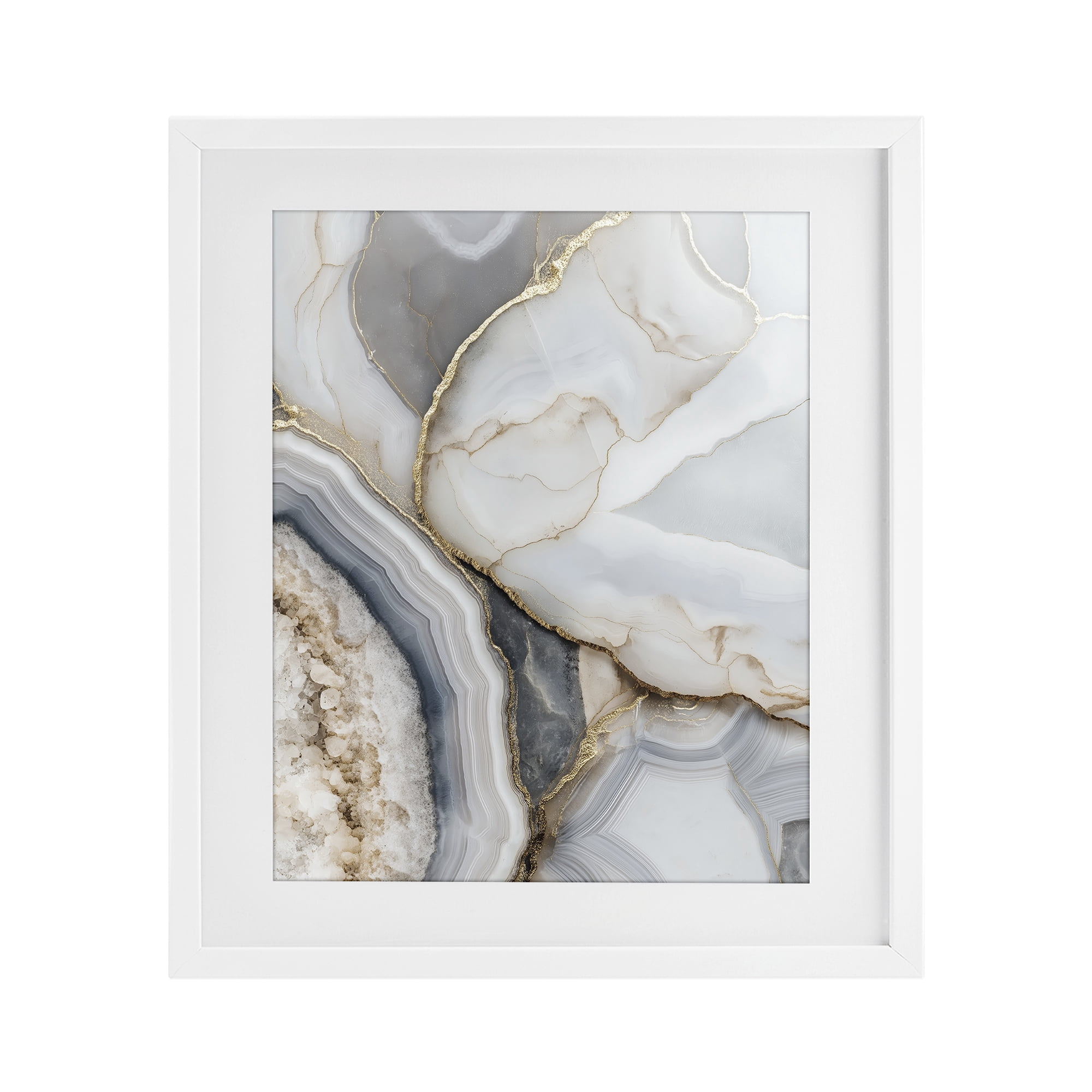 Stupell Industries Mineral Elegance Granite White Framed Print Under Glass, design by Svetlana Aleynikova