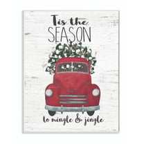 Stupell Industries Mingle And Jingle Red Truck Christmas Holiday Word Design Wood Wall Art By Artist Jo Moulton