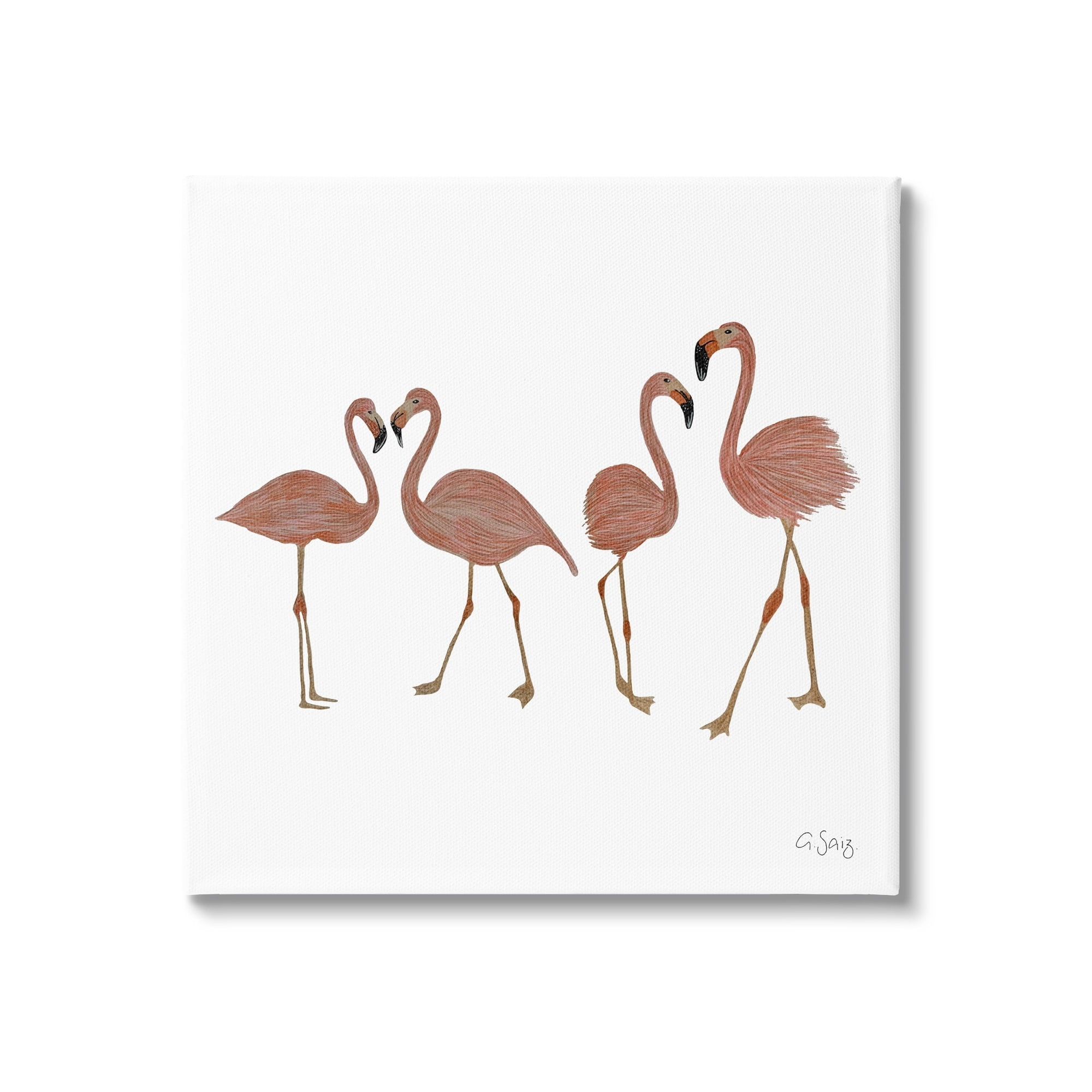 Stupell Industries Mingling Pink Flamingo Birds Animal Illustration Canvas Wall Art, 17 x 17, Design by Ale Saiz Studio