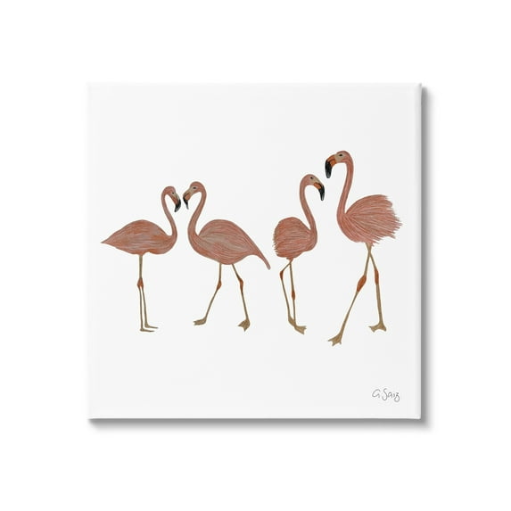 Stupell Industries Mingling Pink Flamingo Birds Animal Illustration Canvas Wall Art, 24 x 24, Design by Ale Saiz Studio