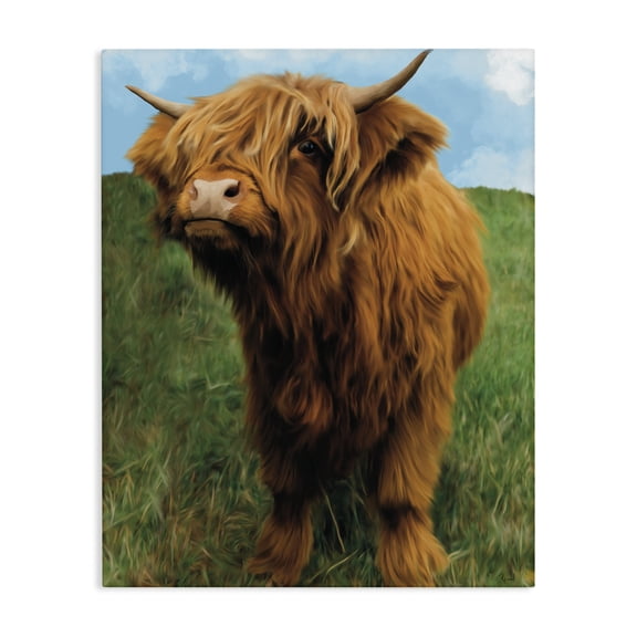 Stupell Industries Mini Highland Cow Calf Canvas Wall Art, design by Renel Peters