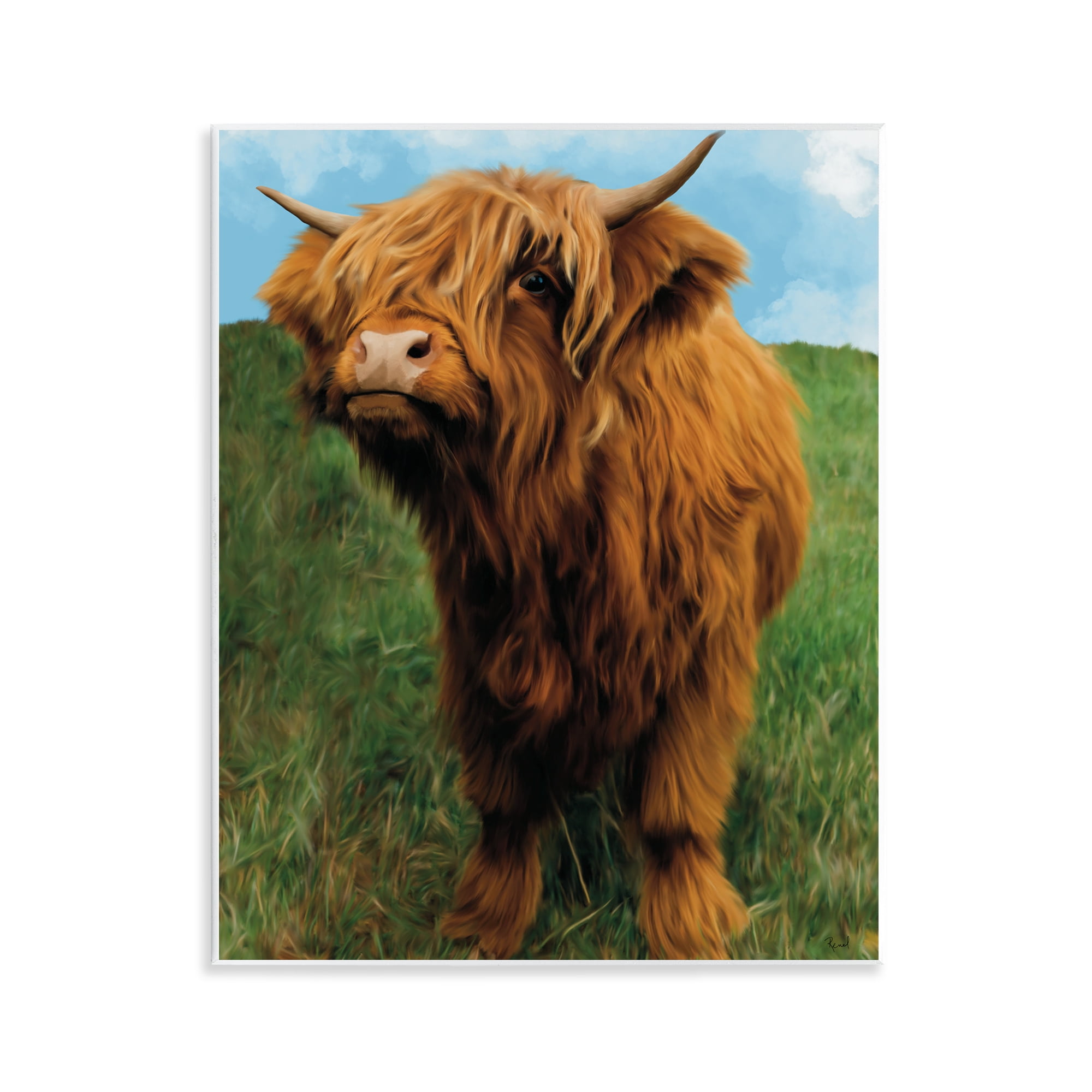 Stupell Industries Mini Highland Cow Calf Wall Plaque Art, design by Renel Peters