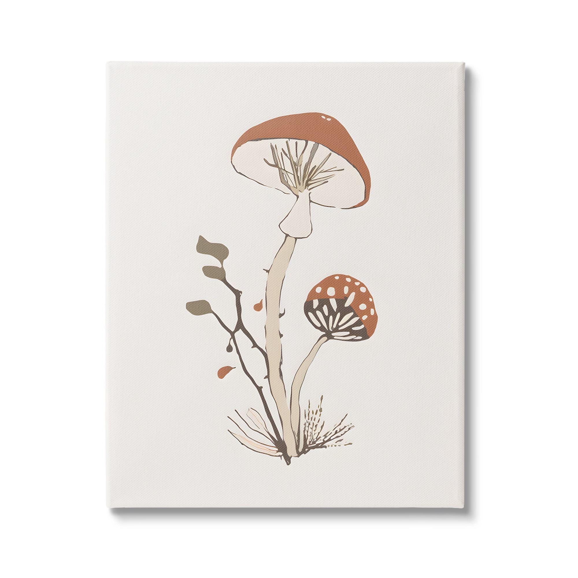 Stupell Industries Minimal Amanita Mushroom Botanical & Floral Painting Gallery Wrapped Canvas Art Print Wall Art, 30 x 40