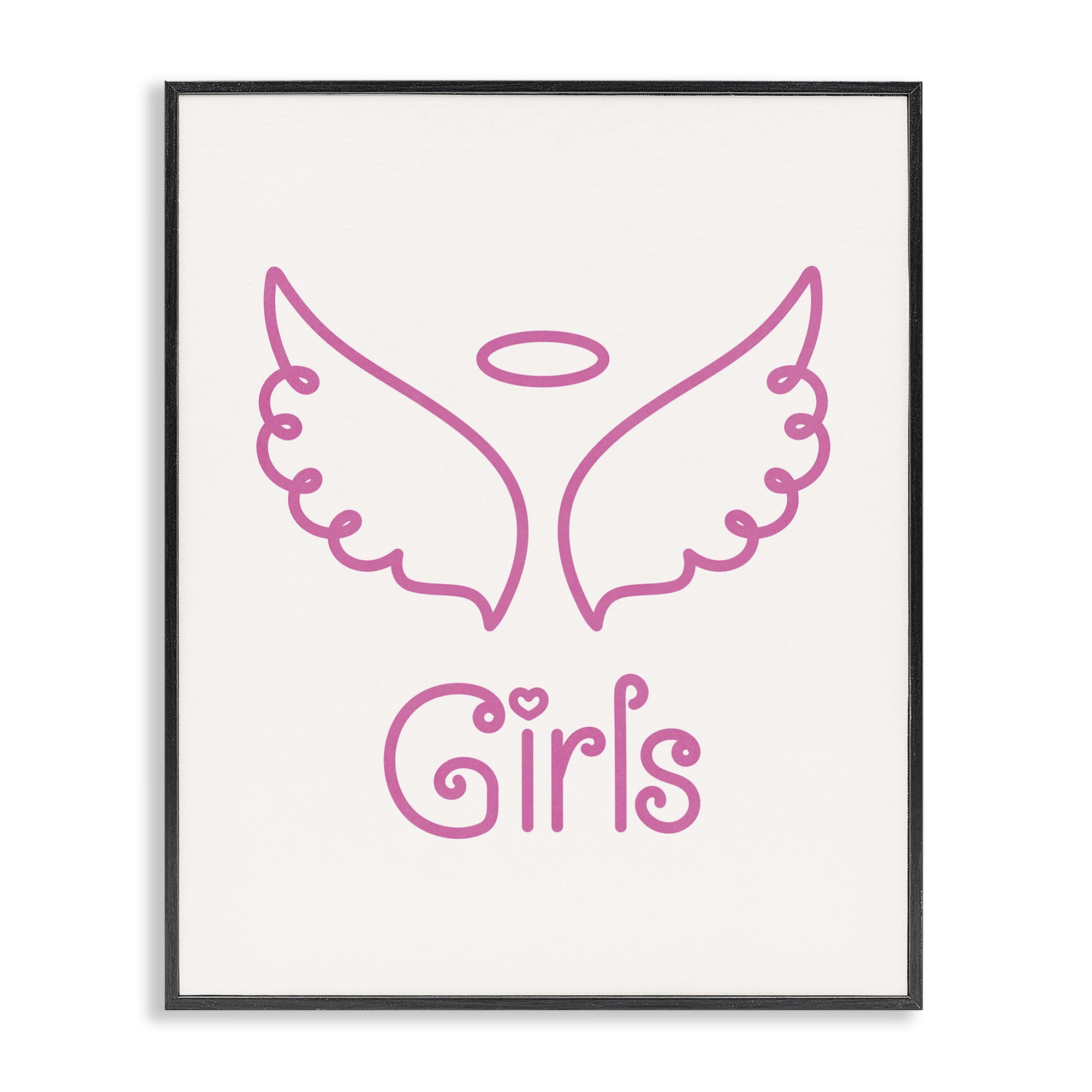 Stupell Industries Minimal Angel Girls Text & Numbers Painting Black Framed Art Print Wall Art, 11 x 14