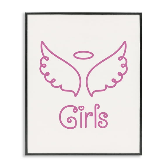Stupell Industries Minimal Angel Girls Text & Numbers Painting Black Framed Art Print Wall Art, 11 x 14