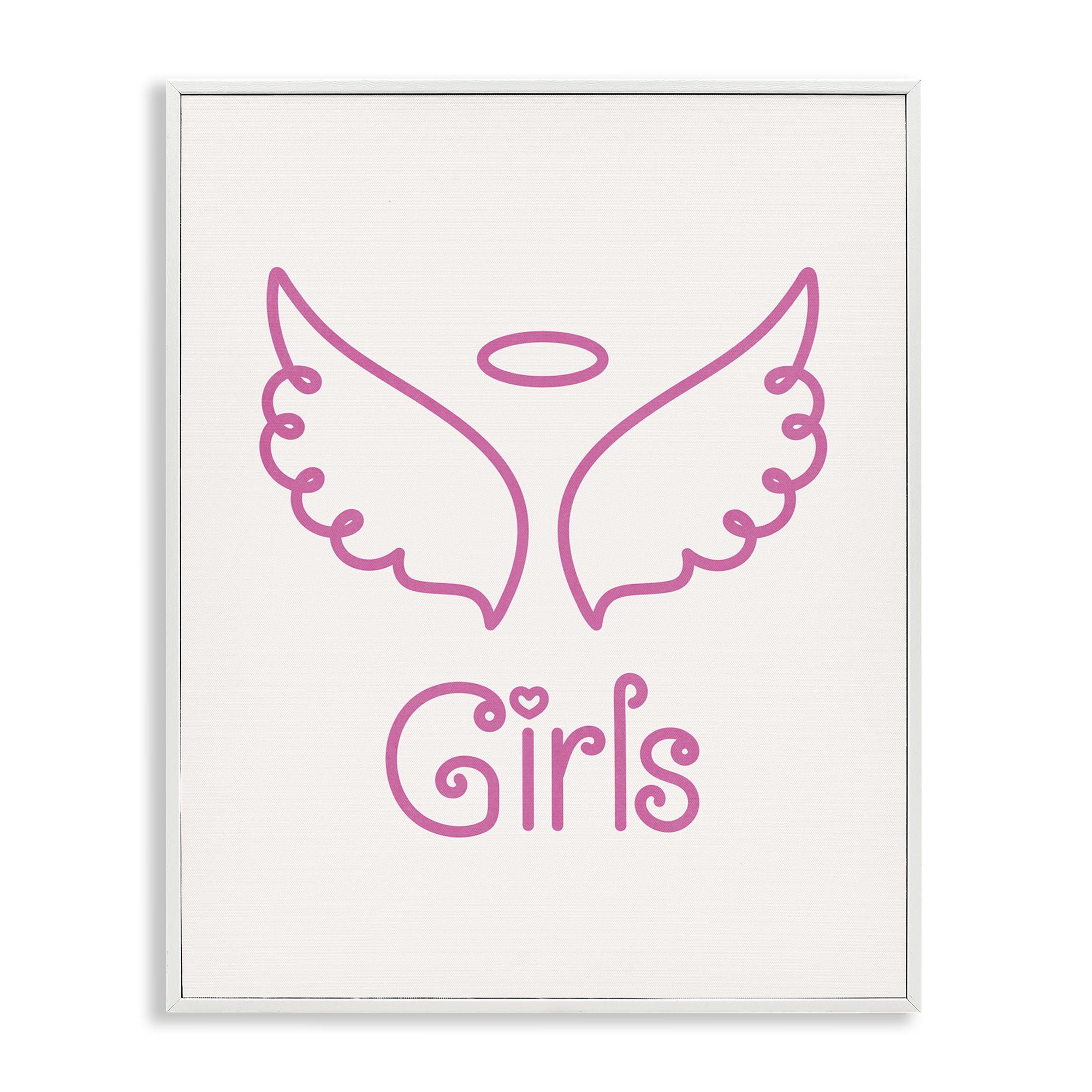 Stupell Industries Minimal Angel Girls Text & Numbers Painting White Framed Art Print Wall Art, 24 x 30