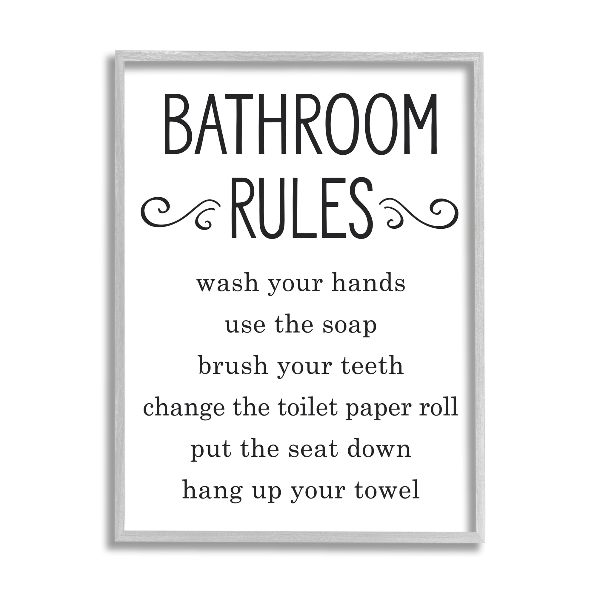 Stupell Industries Minimal Bathroom Rules Sign Good Family Hygiene, 16 x 20, Designed by Lettered and Lined