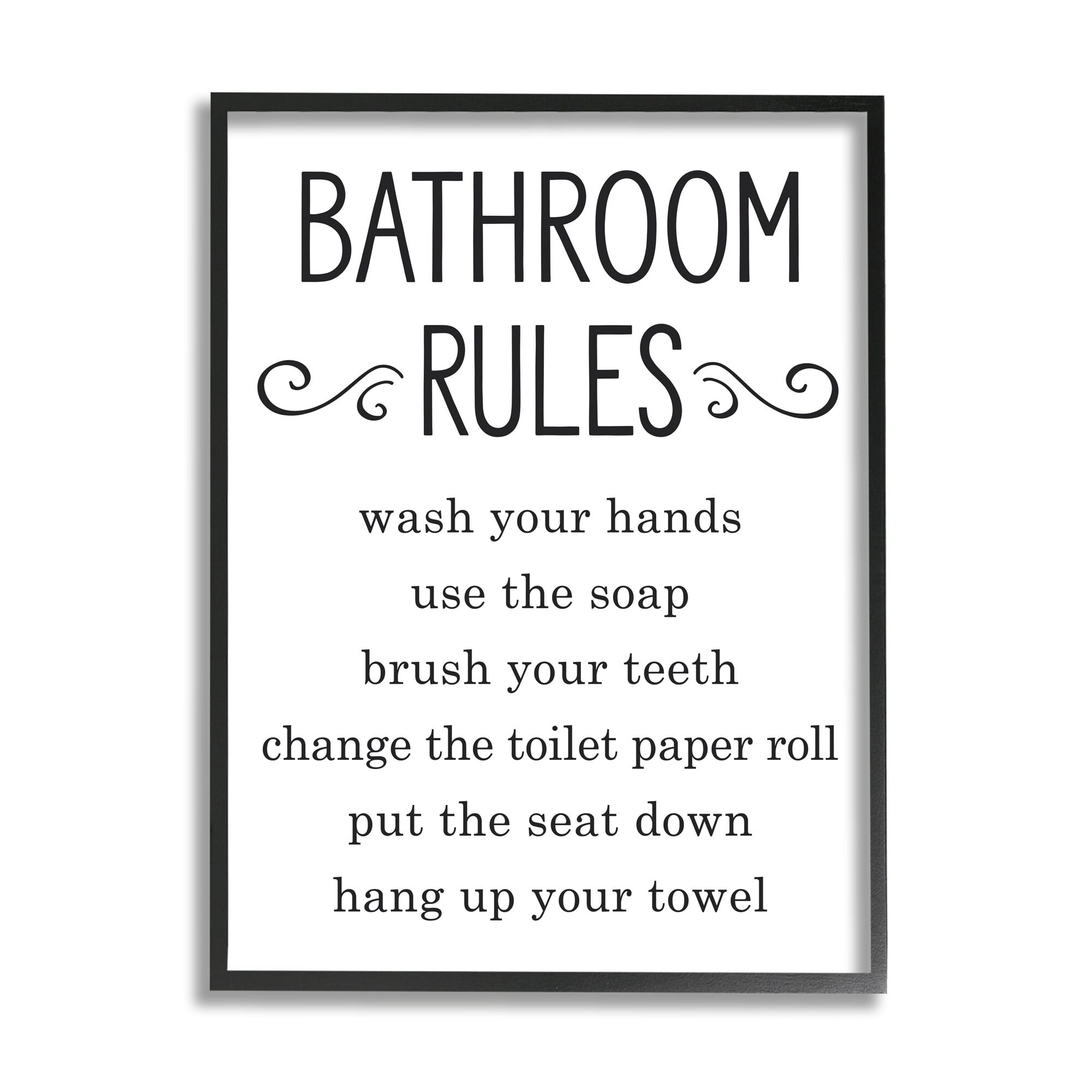 Stupell Industries Minimal Bathroom Rules Sign Good Family Hygiene, 24 x 30, Designed by Lettered and Lined