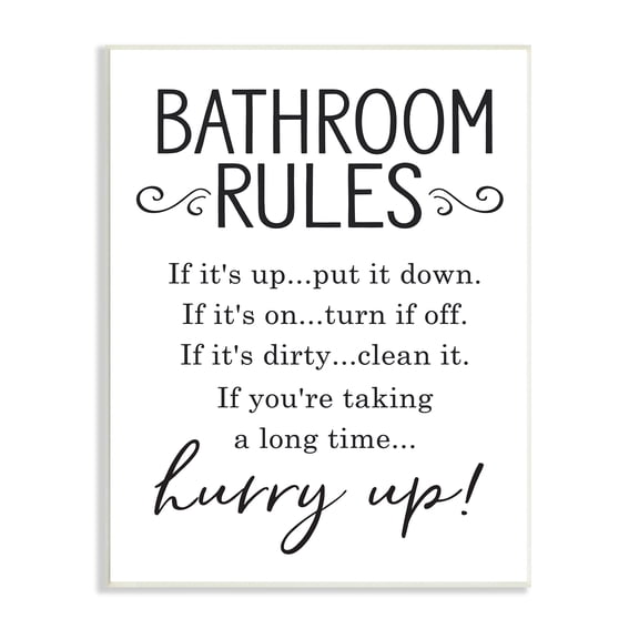 Stupell Industries Minimal Bathroom Rules Sign Hurry Up Humor, 13 x 19, Designed by Lettered and Lined
