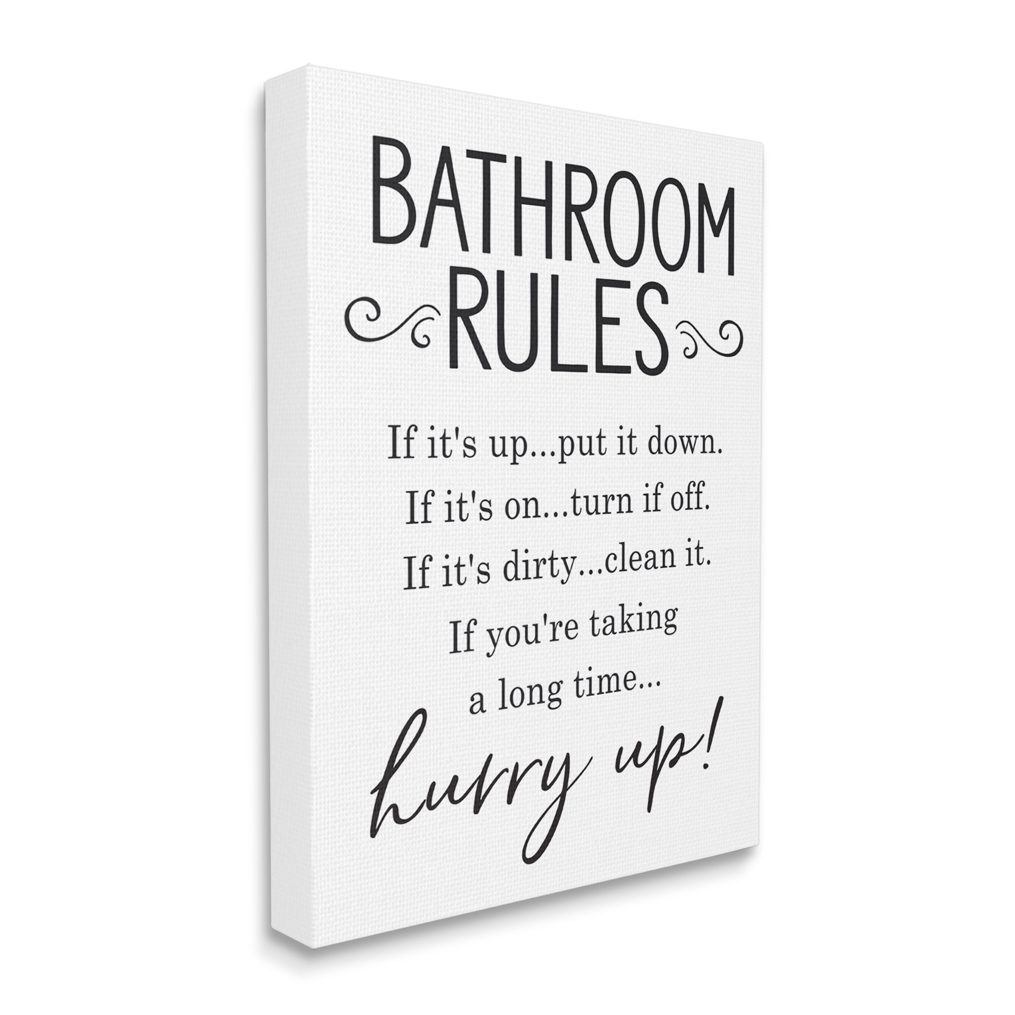 Stupell Industries Minimal Bathroom Rules Sign Hurry Up Humor, 30 x 40