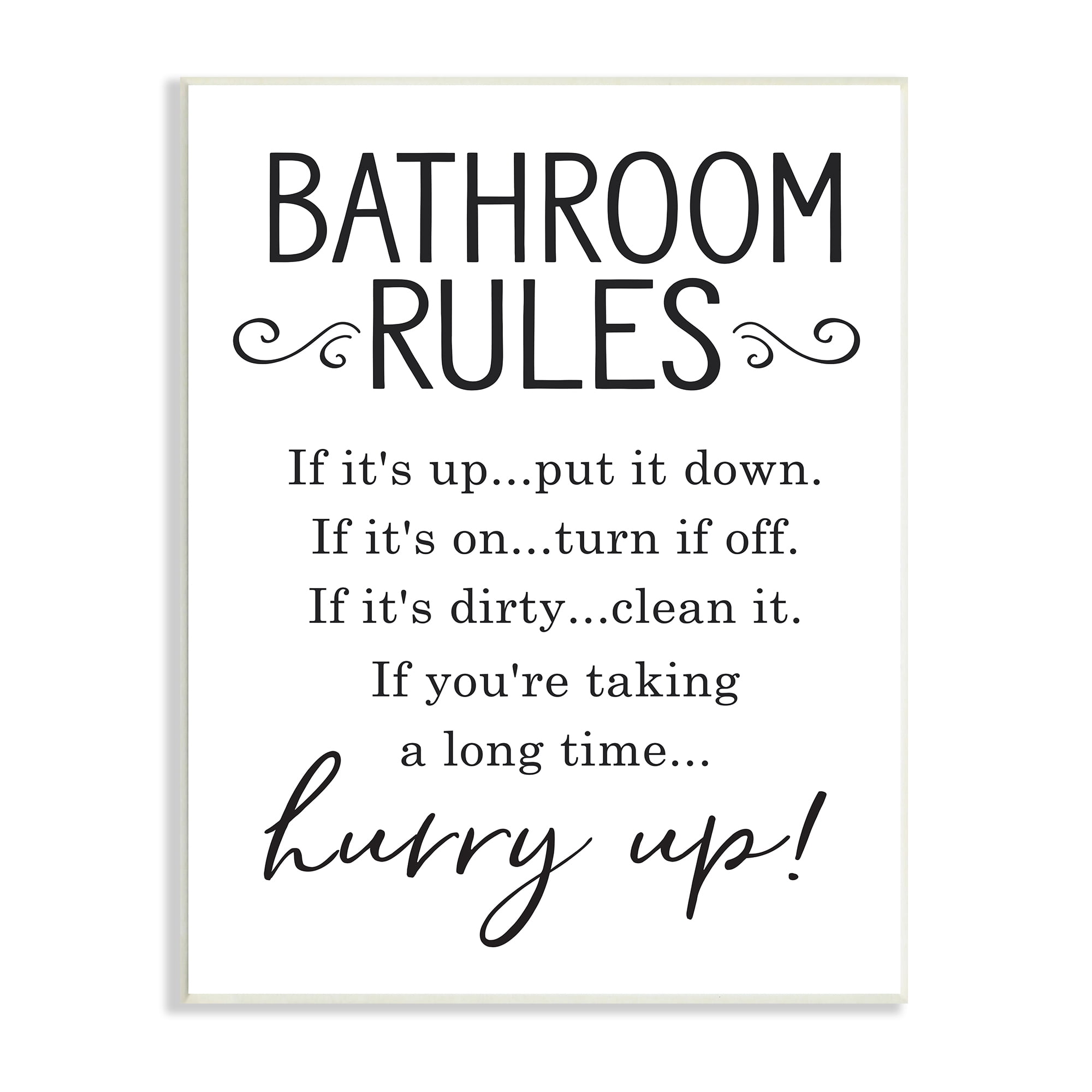Black Wood Vertical Bathroom Rules Sign Wall Plaque