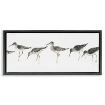 Stupell Industries Minimal Beach Bird Sandpipers Animals & Insects Painting Black Floater Framed Canvas Art Print Wall Art, 25 x 11