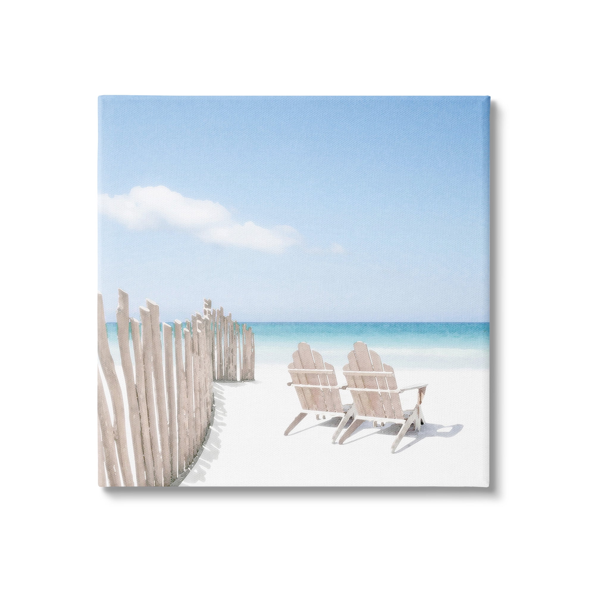 Stupell Industries Minimal Beach Chairs View Landscape Painting Gallery Wrapped Canvas Art Print Wall Art, 30 x 30