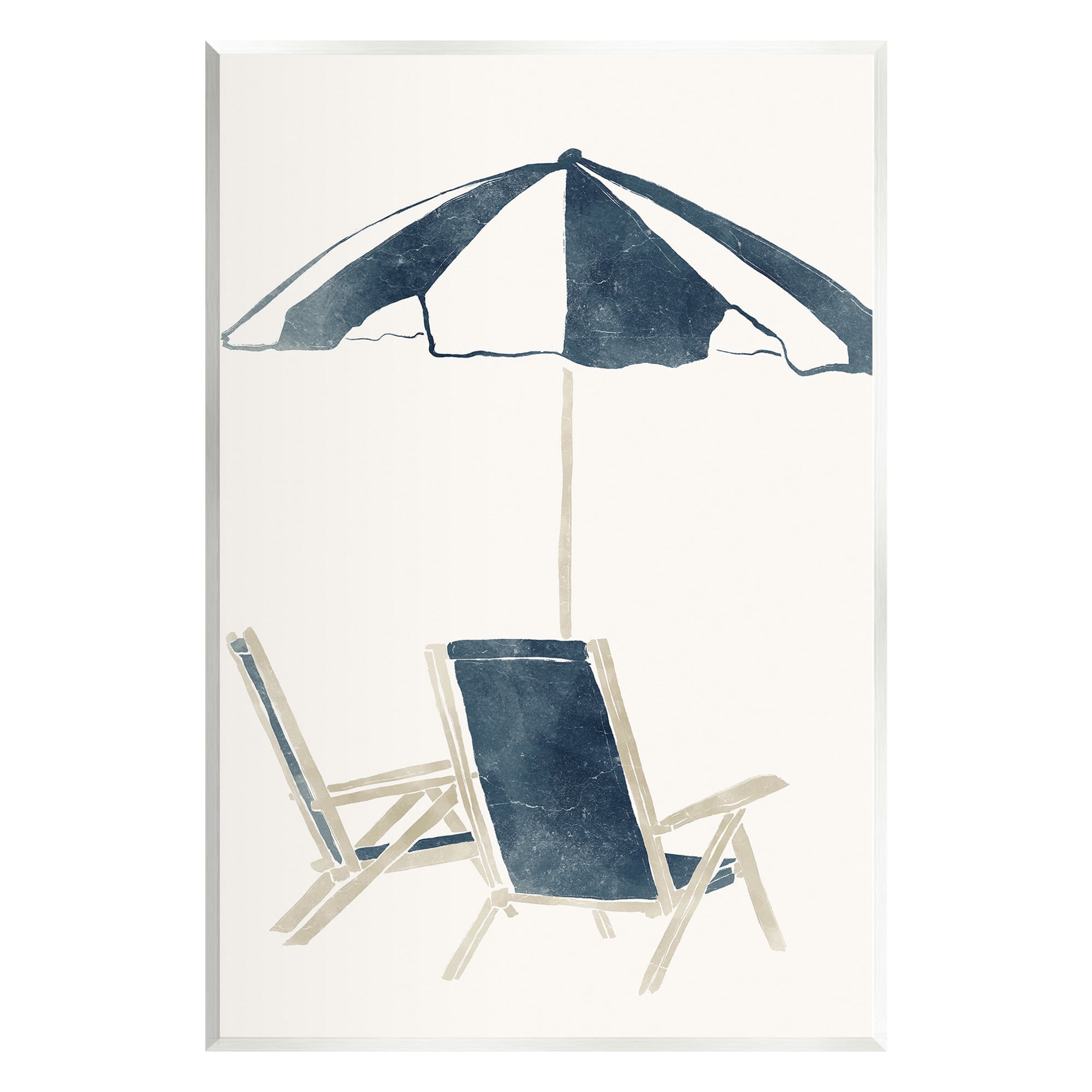 Stupell Industries Minimal Beach Umbrella & Chairs Nature Painting Unframed Art Print Wall Art, 13 x 19