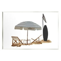 Stupell Industries Minimal Beach Umbrella Scene Nature Painting Unframed Art Print Wall Art, 15 x 10
