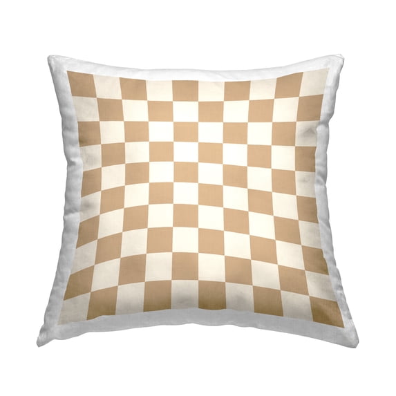 Stupell Industries Minimal Beige Checkered Decorative Printed Throw Pillow Design by Carrie Cantwell