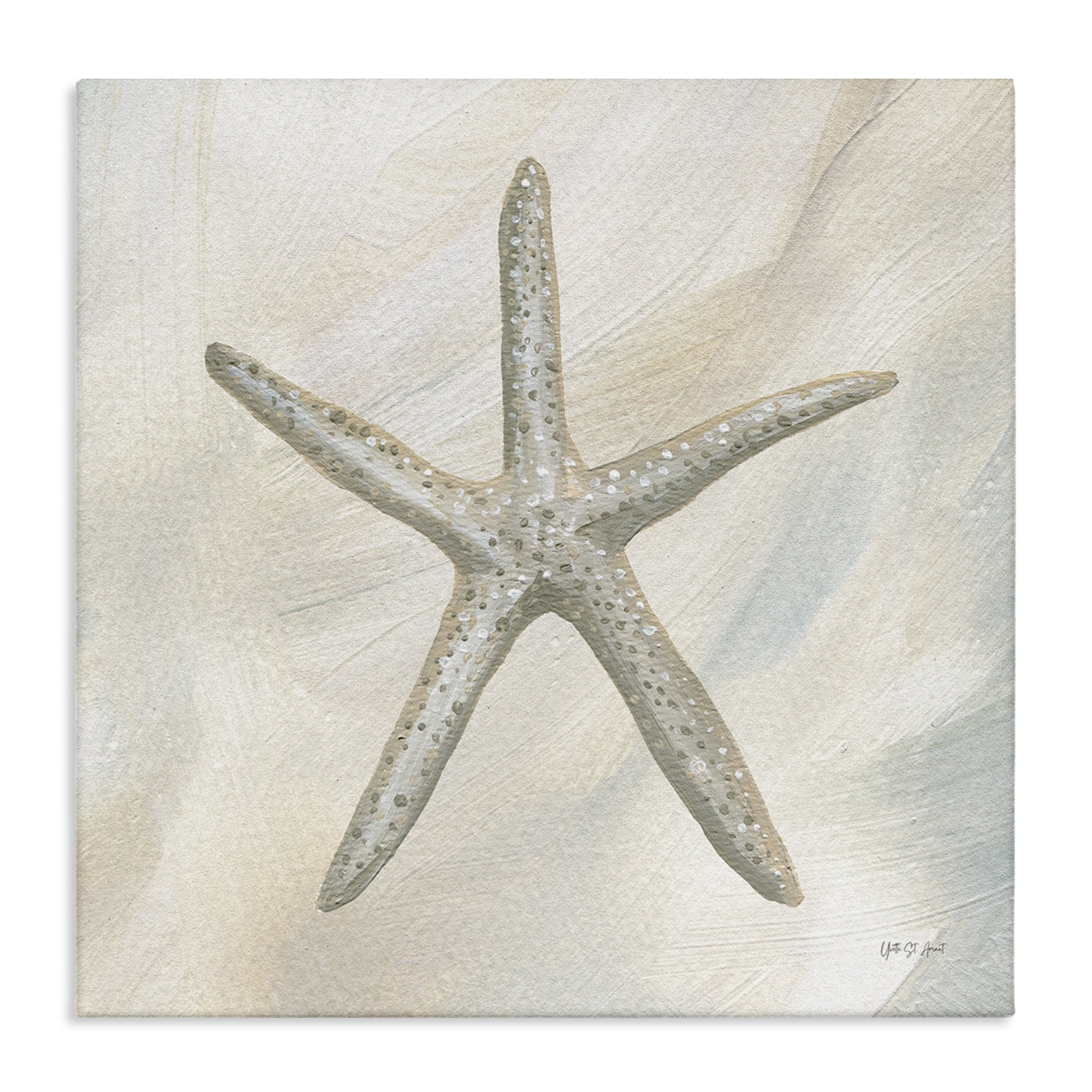 Stupell Industries Minimal Beige Starfish Coastal Painting Gallery Wrapped Canvas Art Print Wall Art, 17 x 17