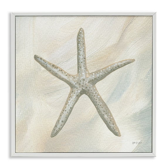 Stupell Industries Minimal Beige Starfish Coastal Painting White Framed Art Print Wall Art, 24 x 24
