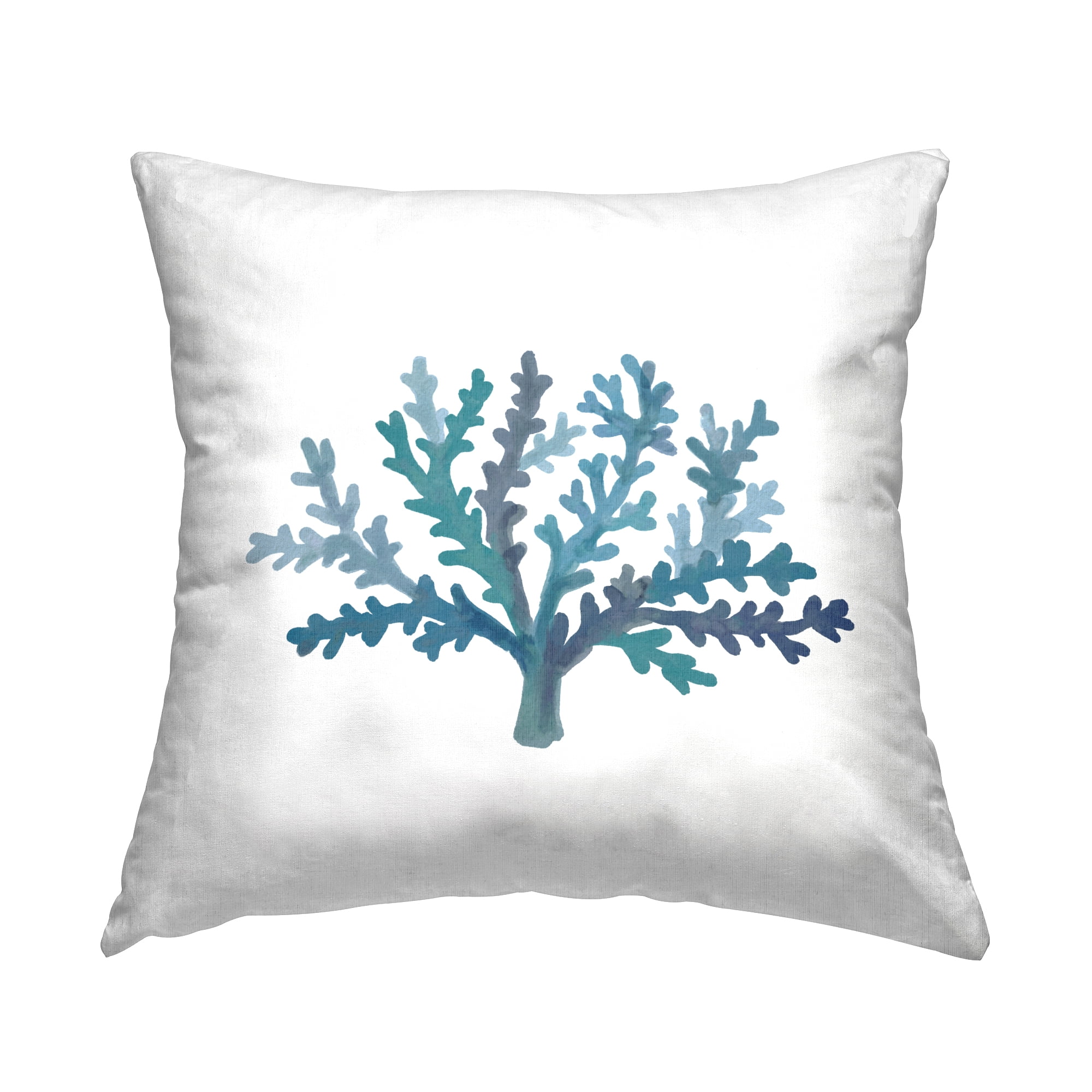 Stupell Industries Minimal Blue Coral Sea Life Aquatic Plant Design by Nina Muis Surface Design Throw Pillow