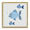 thumbnail image 1 of Stupell Industries Minimal Blue Fish Animals Painting Gold Floater Framed Canvas Art Print Wall Art, 25 x 25, 1 of 10