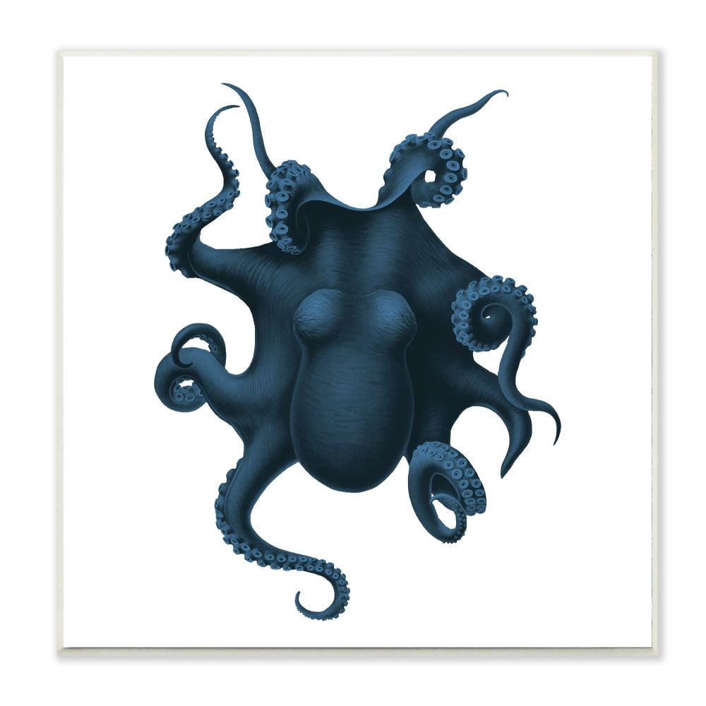 Stupell Industries Minimal Blue Octopus Marine Life Sea Creature Wall Plaque Design by Seven Trees Design