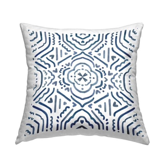 Stupell Industries Minimal Blue White Boho Lines Pattern Design by Nina Muis Surface Design Throw Pillow