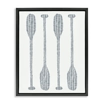 Stupell Industries Minimal Boat Oars Coastal Painting Black Floater Framed Canvas Art Print Wall Art, 17 x 21