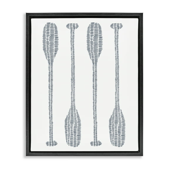 Stupell Industries Minimal Boat Oars Coastal Painting Black Floater Framed Canvas Art Print Wall Art, 17 x 21
