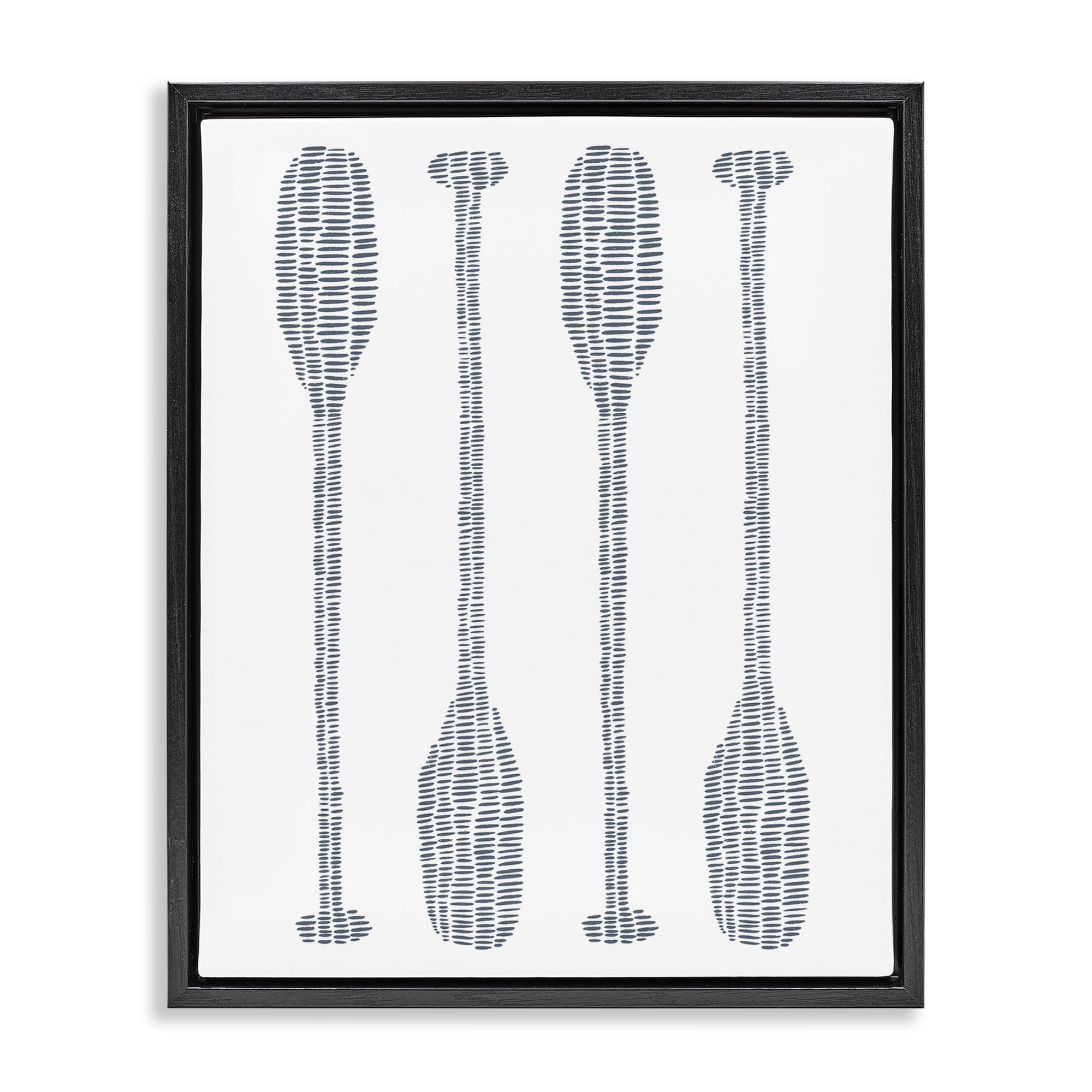 Stupell Industries Minimal Boat Oars Coastal Painting Black Floater Framed Canvas Art Print Wall Art, 25 x 31