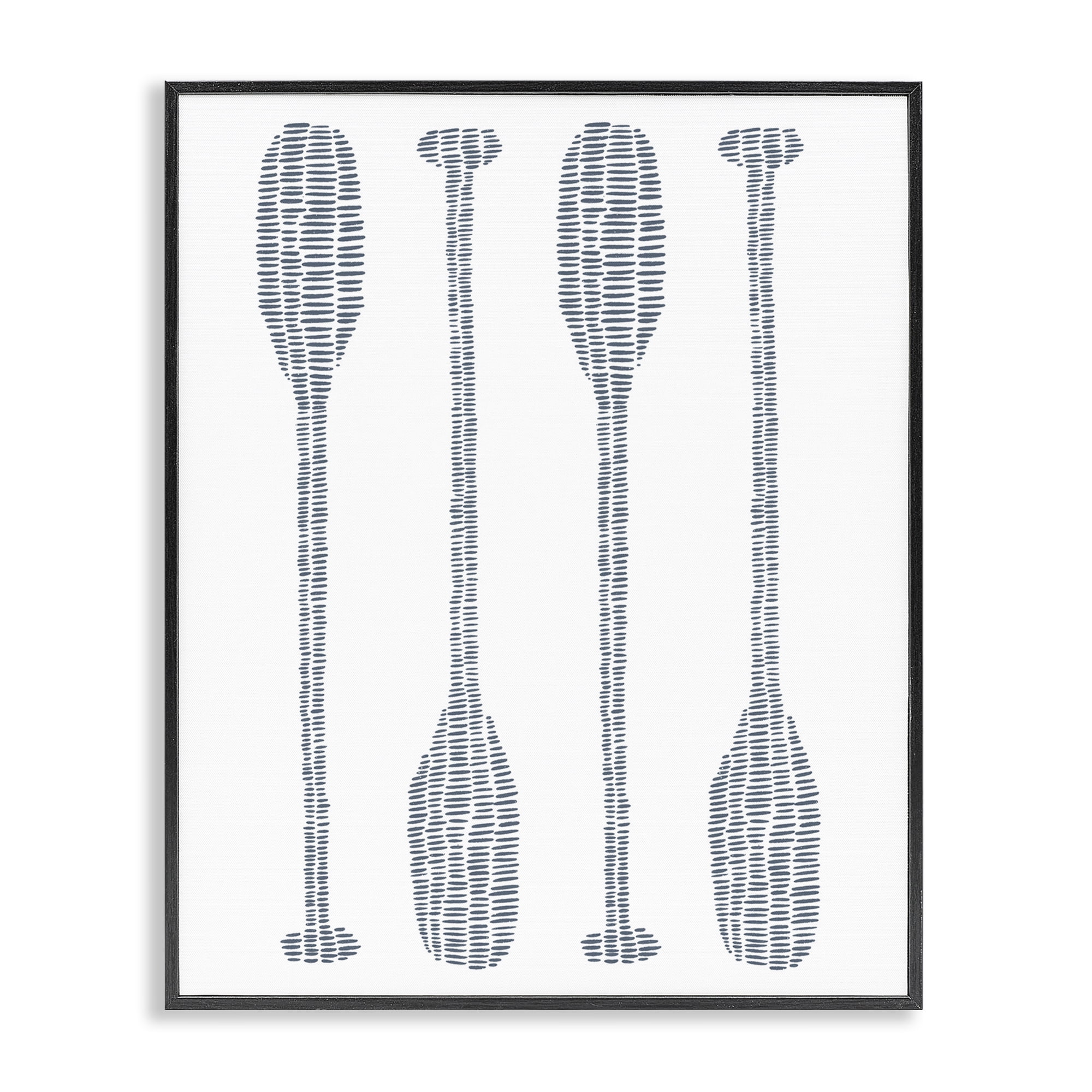 Stupell Industries Minimal Boat Oars Coastal Painting Black Framed Art Print Wall Art, 16 x 20