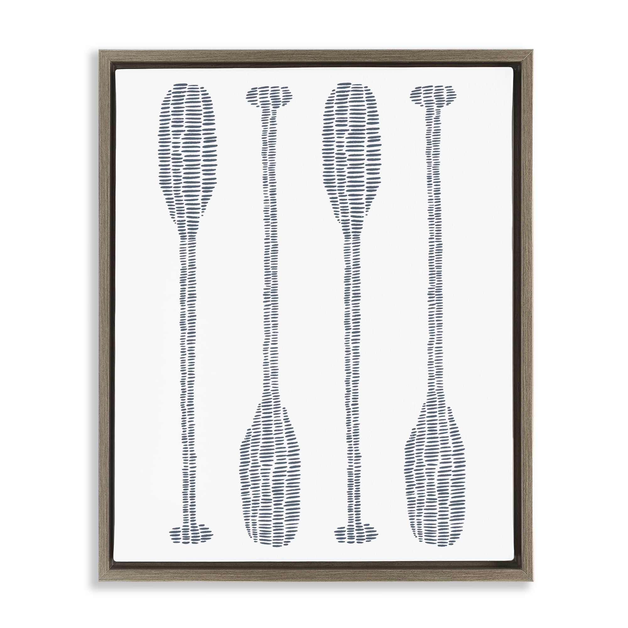 Stupell Industries Minimal Boat Oars Coastal Painting Brown Floater Framed Canvas Art Print Wall Art, 25 x 31
