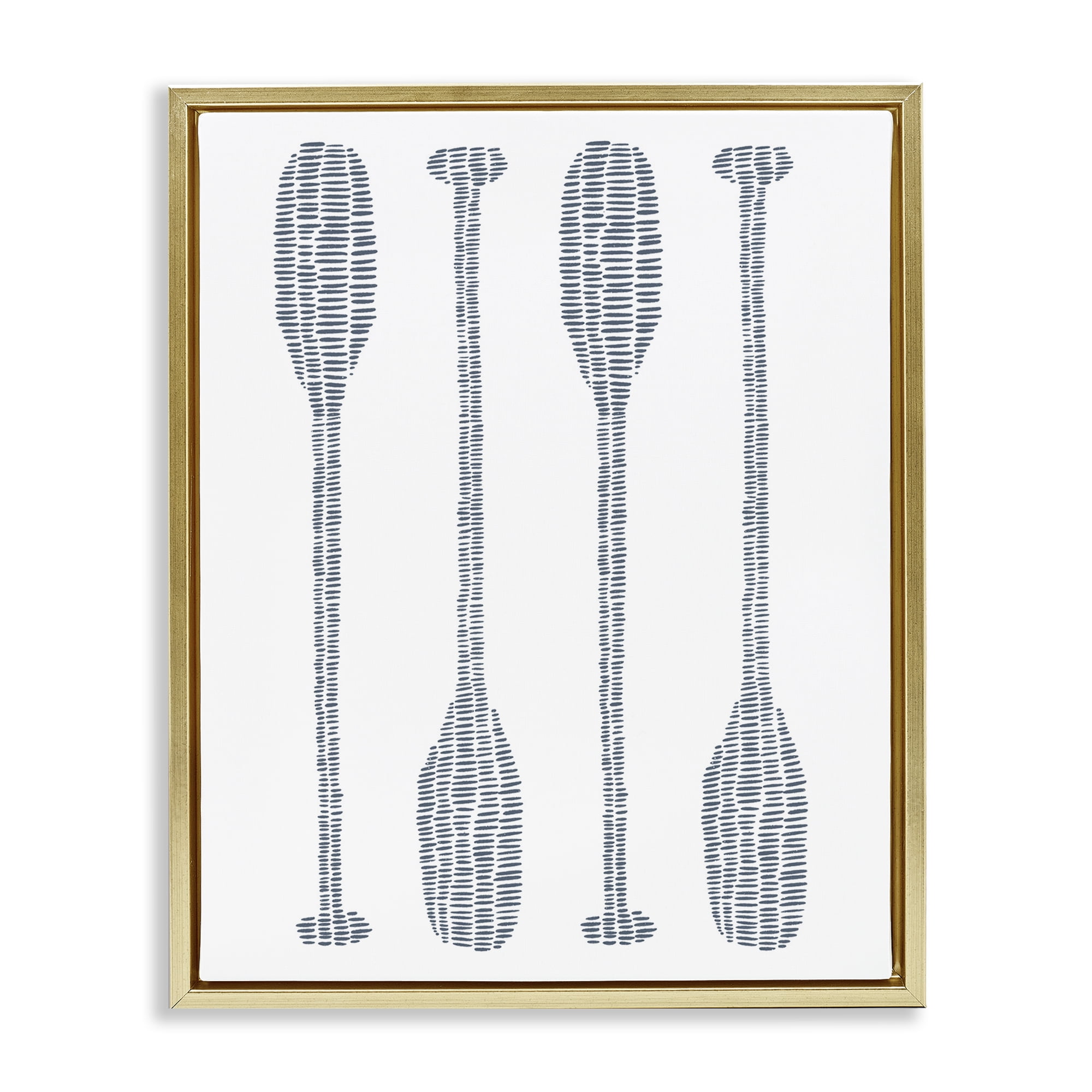 Stupell Industries Minimal Boat Oars Coastal Painting Gold Floater Framed Canvas Art Print Wall Art, 25 x 31