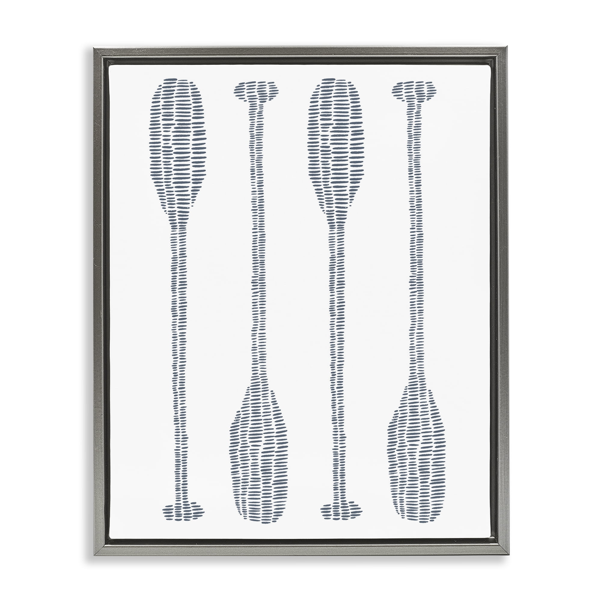 Stupell Industries Minimal Boat Oars Coastal Painting Gray Floater Framed Canvas Art Print Wall Art, 17 x 21