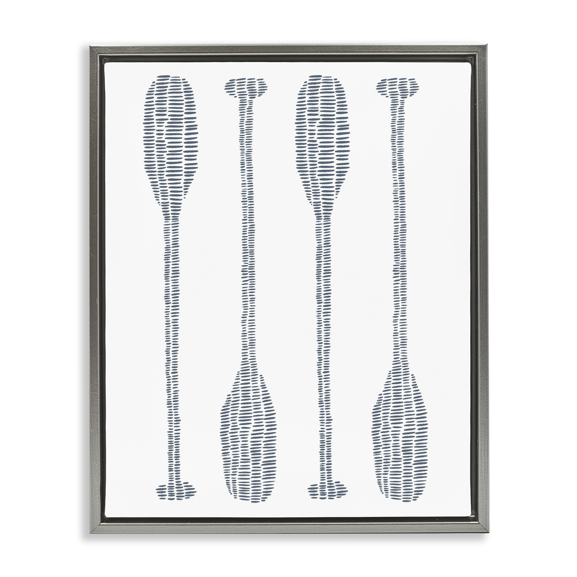 Stupell Industries Minimal Boat Oars Coastal Painting Gray Floater Framed Canvas Art Print Wall Art, 25 x 31
