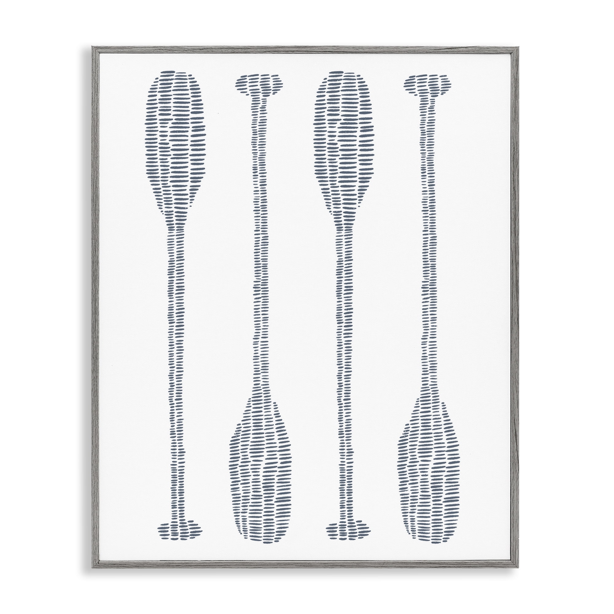 Stupell Industries Minimal Boat Oars Coastal Painting Gray Framed Art Print Wall Art, 11 x 14