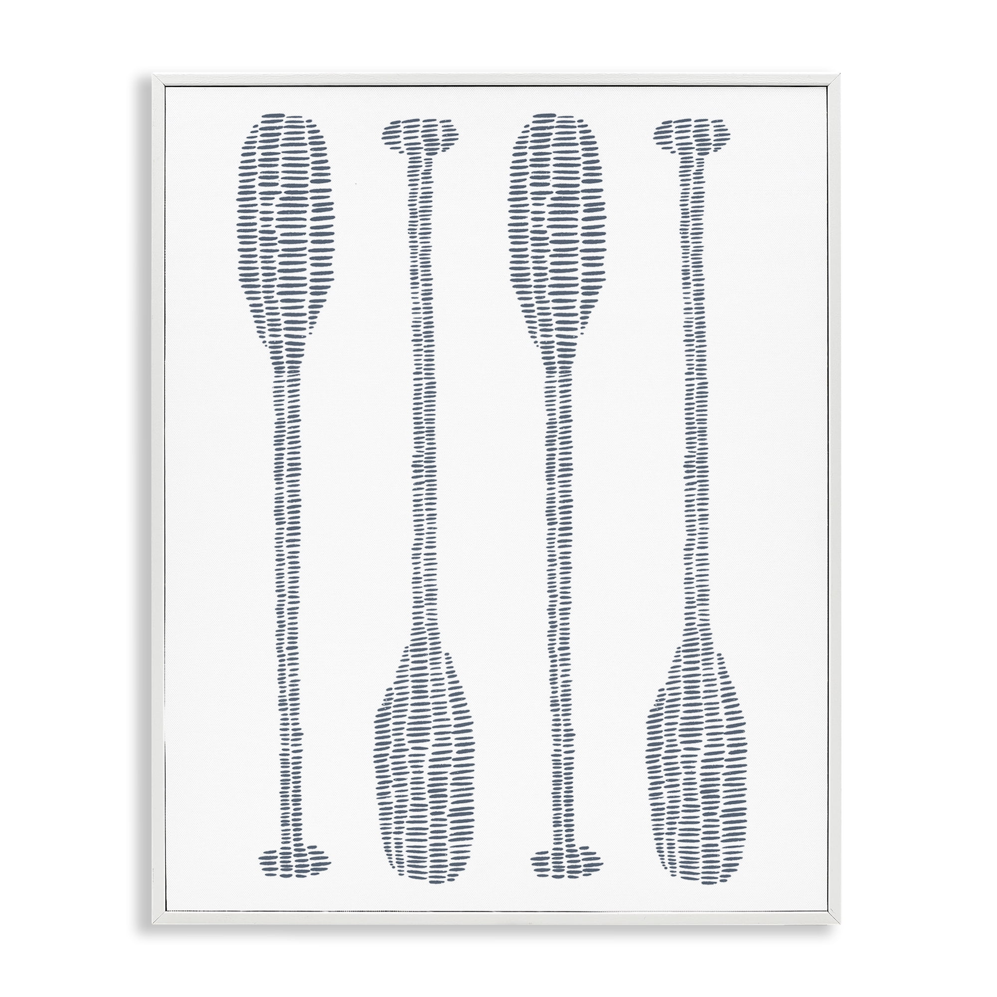 Stupell Industries Minimal Boat Oars Coastal Painting White Framed Art Print Wall Art, 11 x 14