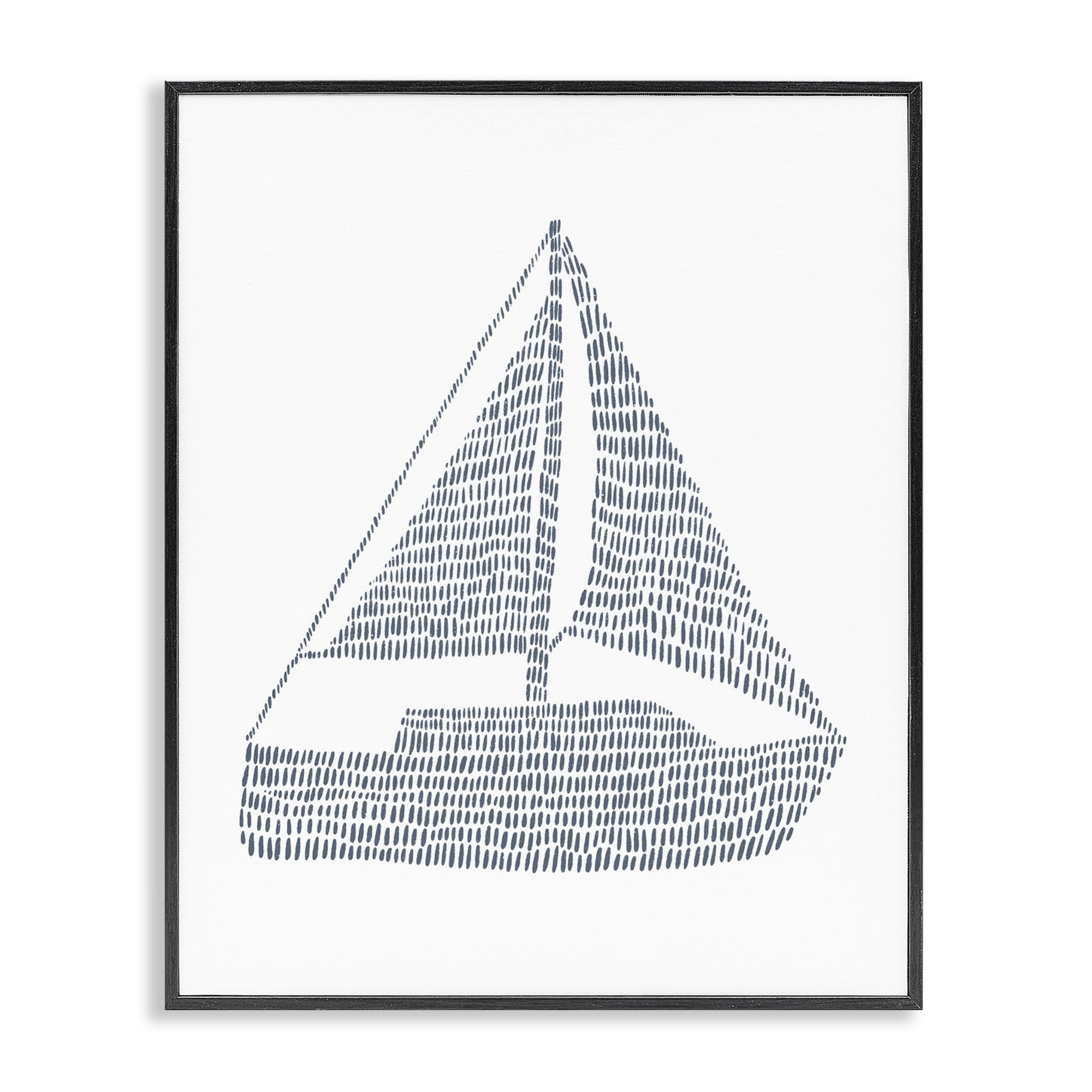 Stupell Industries Minimal Boat on White Coastal Painting Black Framed ...