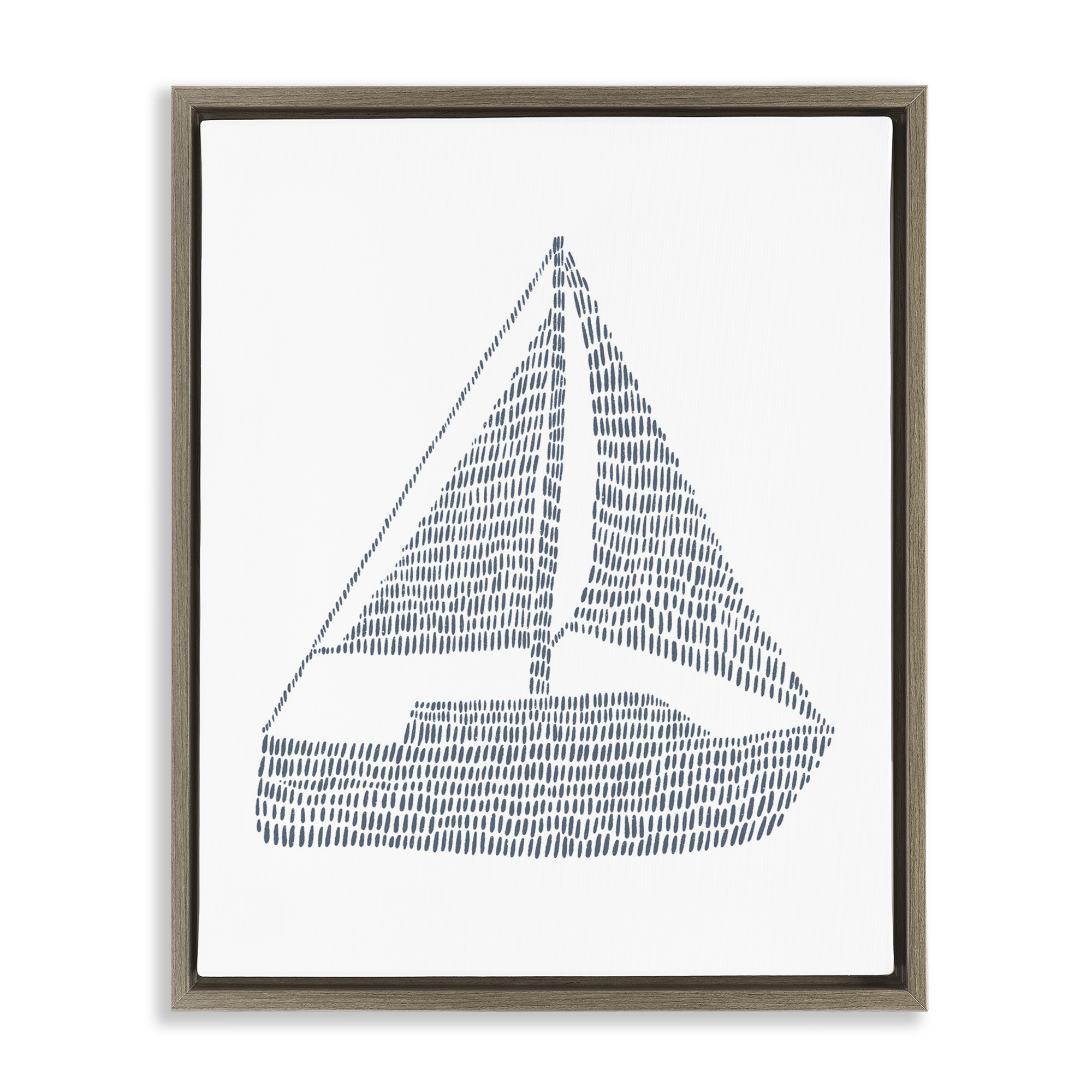 Stupell Industries Minimal Boat on White Coastal Painting Brown Floater Framed Canvas Art Print Wall Art, 17 x 21