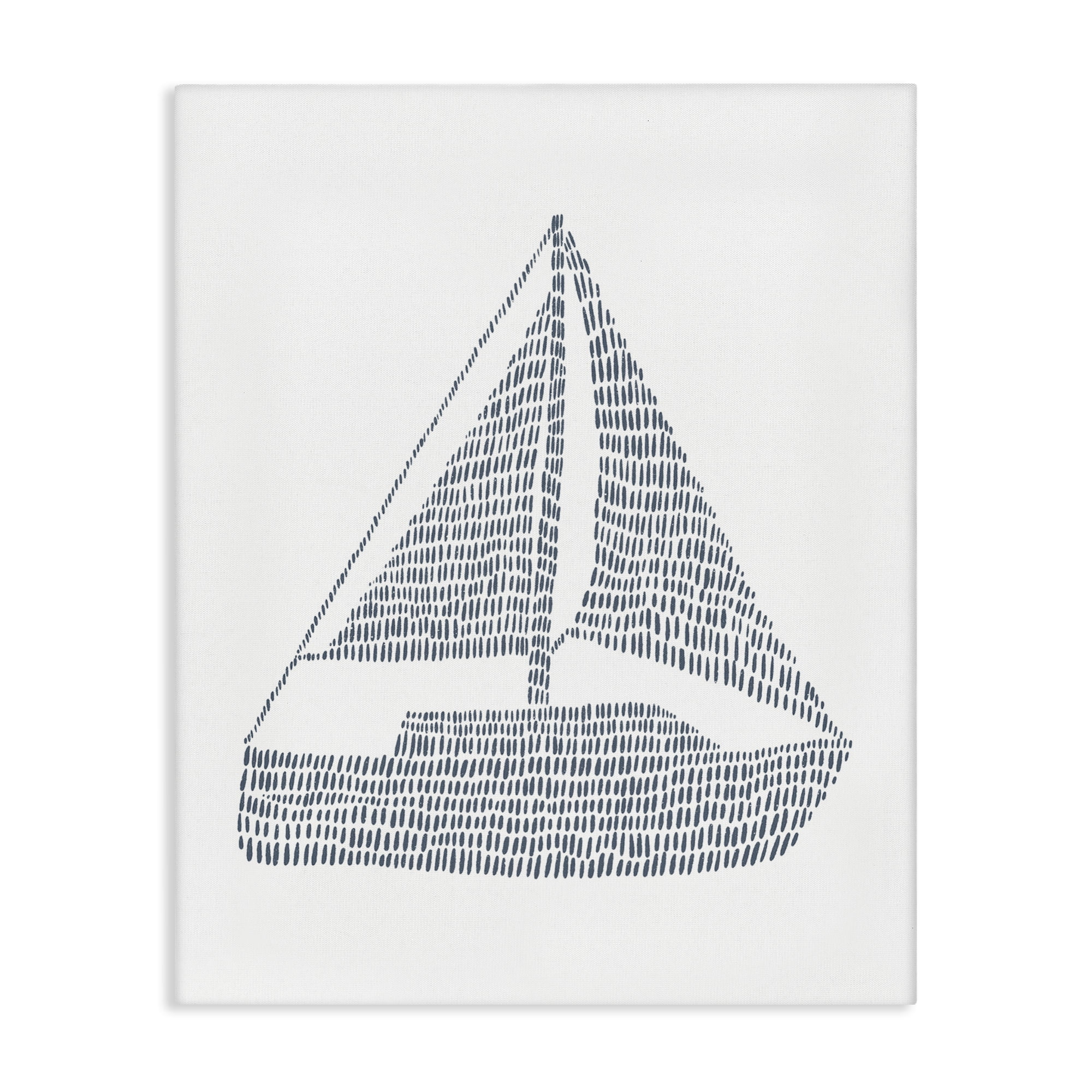 Stupell Industries Minimal Boat on White Coastal Painting Gallery Wrapped Canvas Art Print Wall Art, 30 x 40