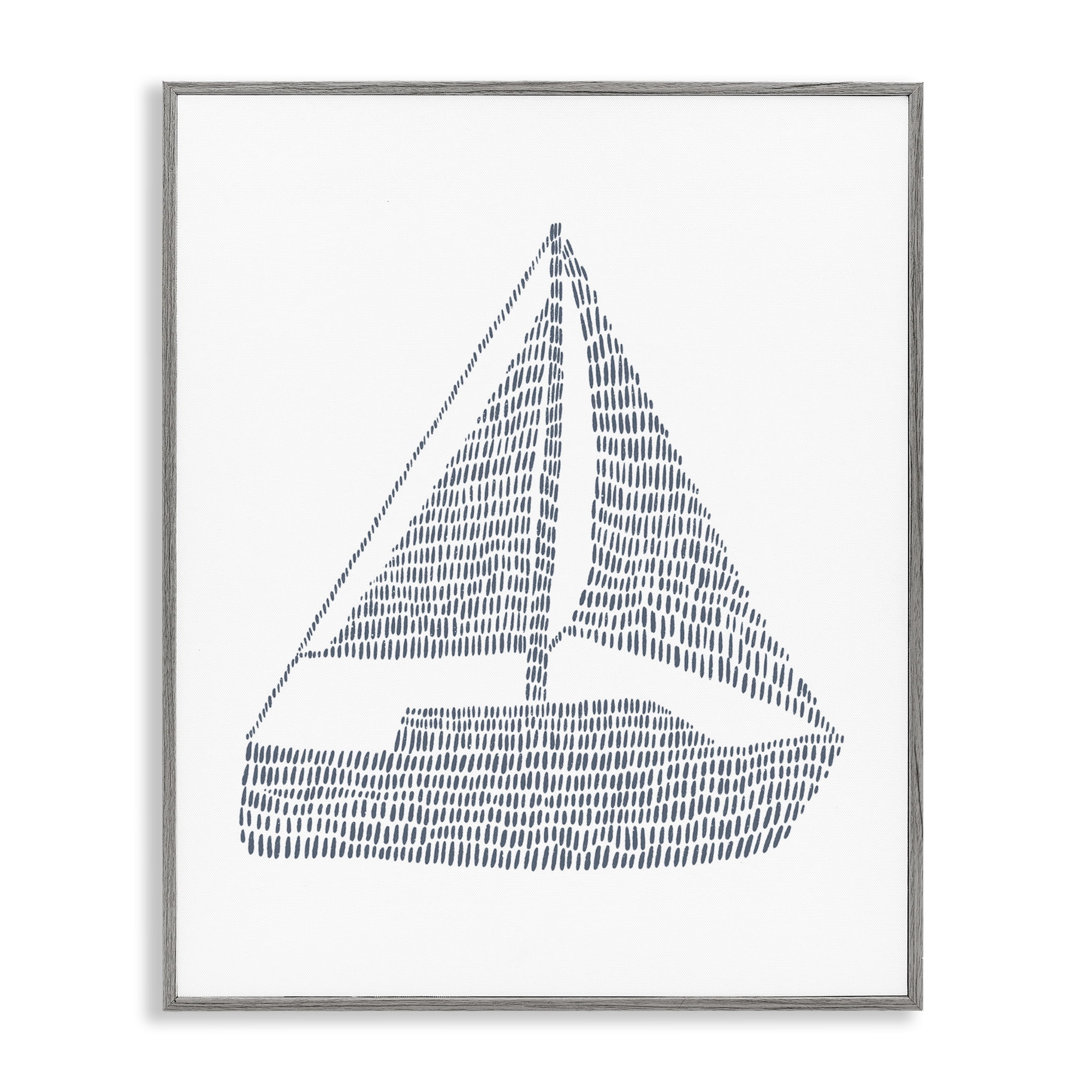 Stupell Industries Minimal Boat on White Coastal Painting Gray Framed Art Print Wall Art, 24 x 30