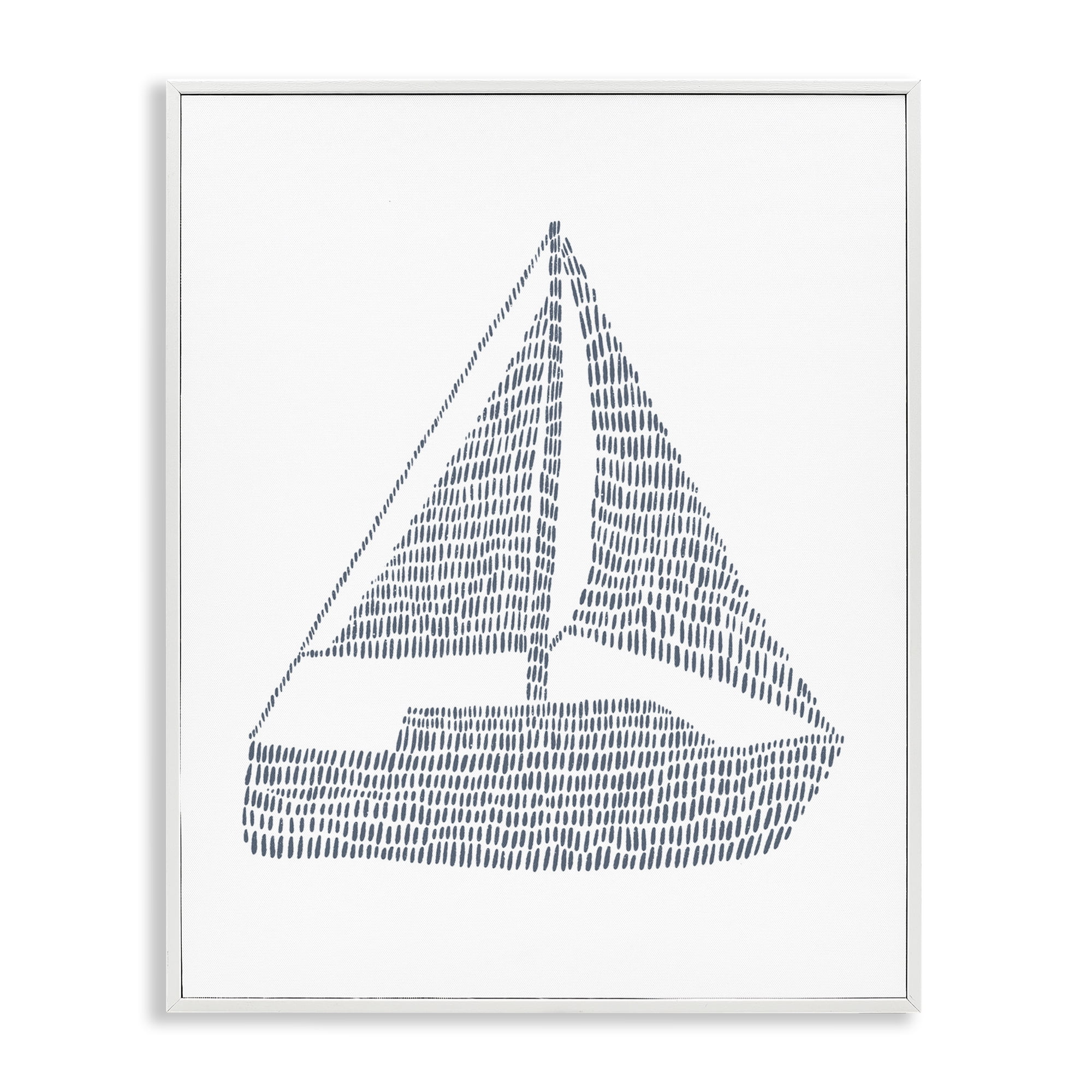 Stupell Industries Minimal Boat on White Coastal Painting White Framed Art Print Wall Art, 24 x 30