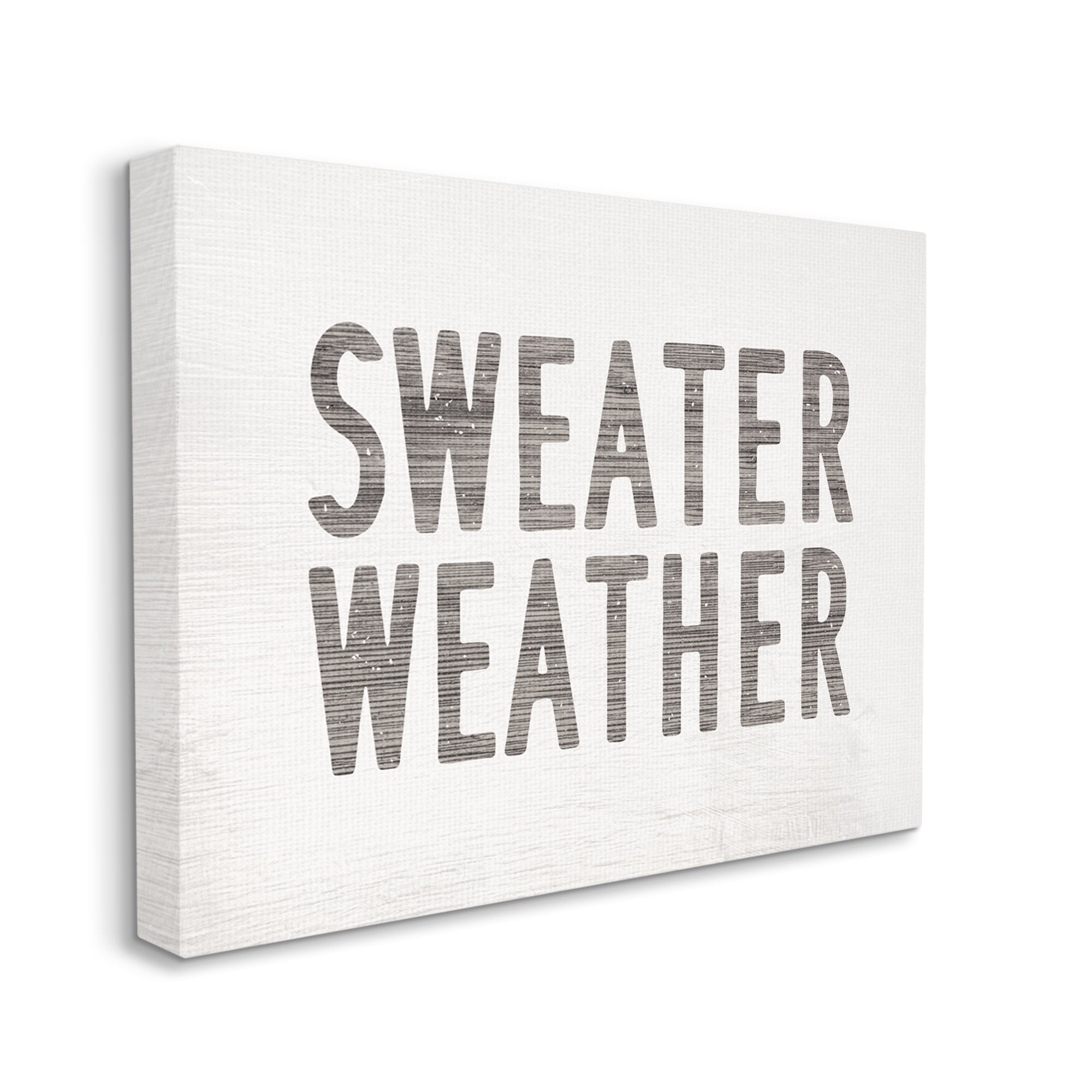 Stupell Industries Minimal Bold Sweater Weather Text Grey White Typography Painting Gallery Wrapped Canvas Art Print Wall Art, 24 x 30