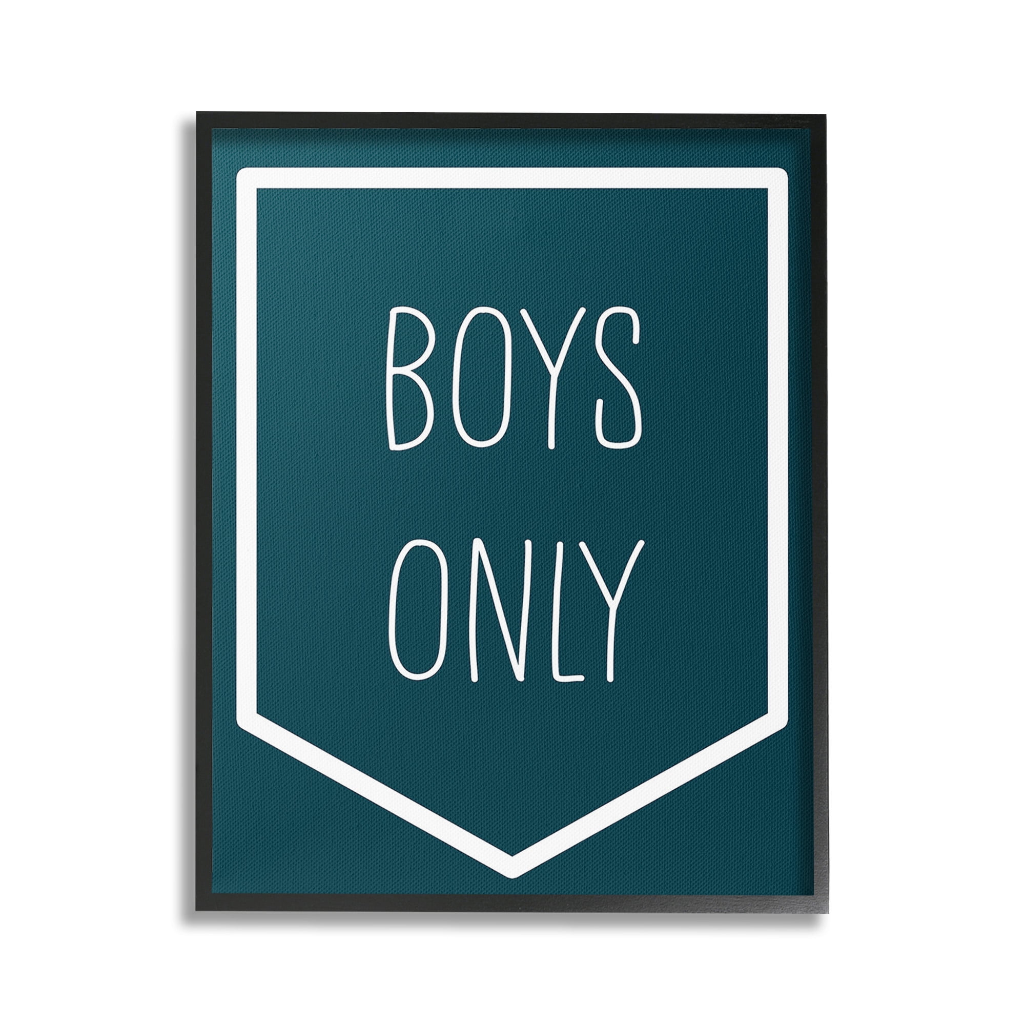 Stupell Industries Minimal Boys Only Typography Painting Black Framed Art Print Wall Art, 24 x 30
