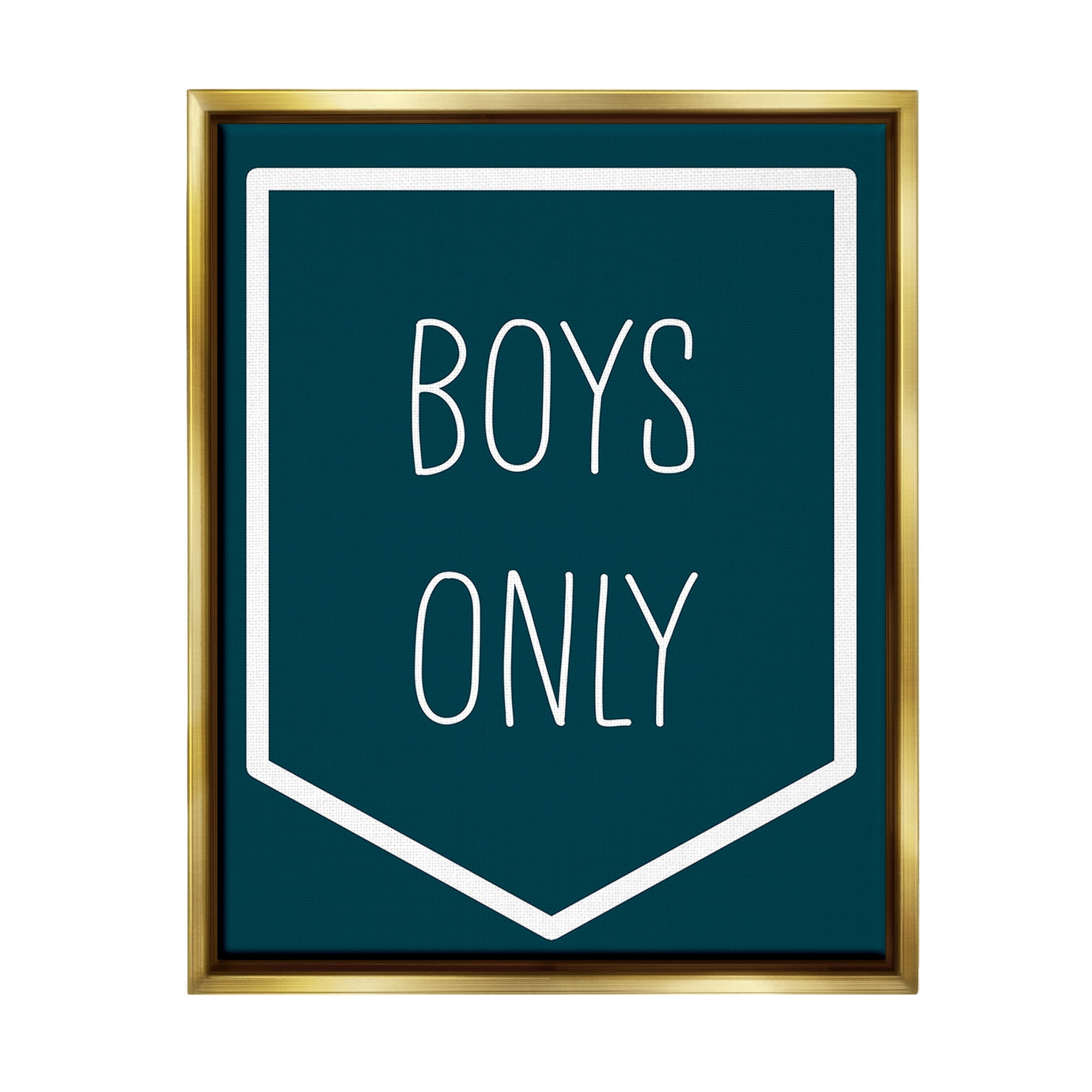Stupell Industries Minimal Boys Only Typography Painting Gold Floater Framed Canvas Art Print Wall Art, 25 x 31