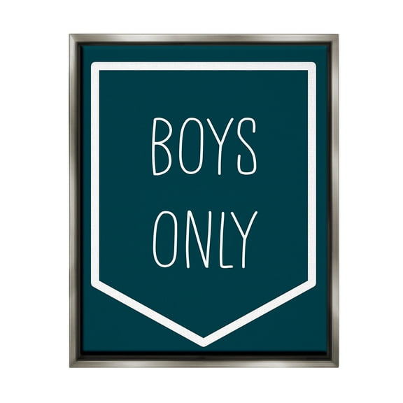Stupell Industries Minimal Boys Only Typography Painting Gray Floater Framed Canvas Art Print Wall Art, 25 x 31