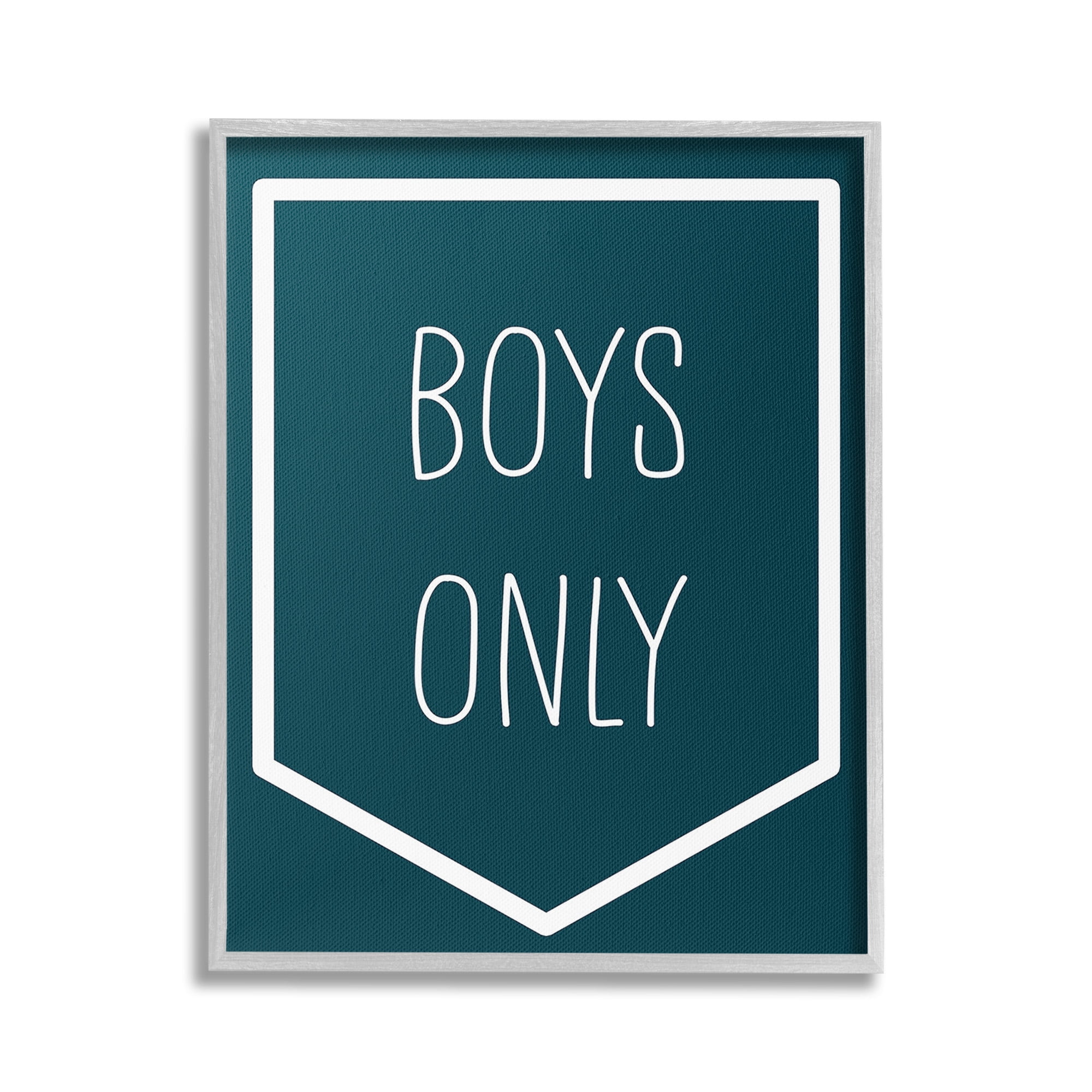 Stupell Industries Minimal Boys Only Typography Painting Gray Framed Art Print Wall Art, 24 x 30